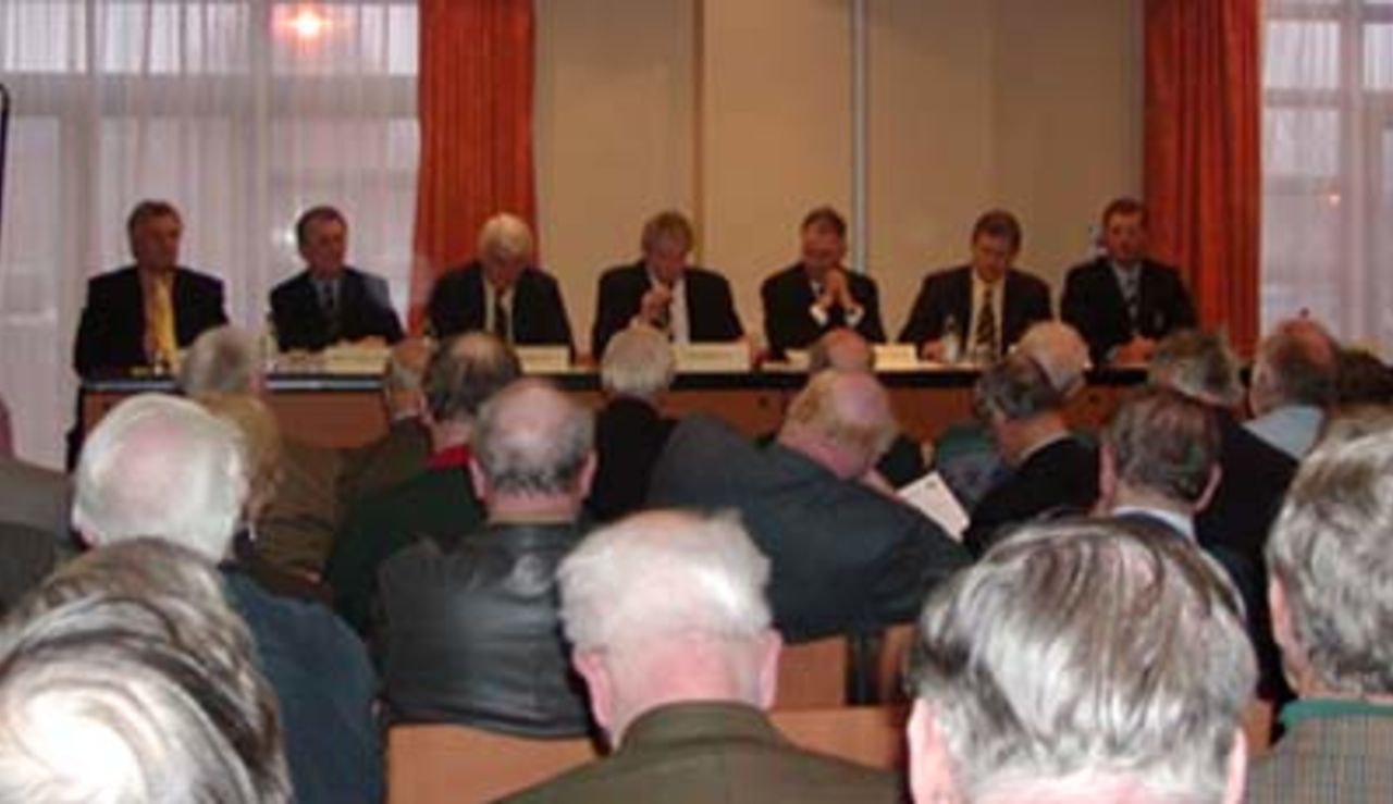 300 members assemble to ratify the club to a plc (January 2002)