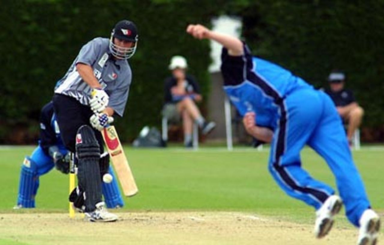 New Zealand Under-19 batsman Jesse Ryder turns a delivery to the leg side during his innings of 54. ICC Under-19 World Cup Super League Group 2: England Under-19s v New Zealand Under-19s at Lincoln No. 3, Lincoln, 28 January 2002.