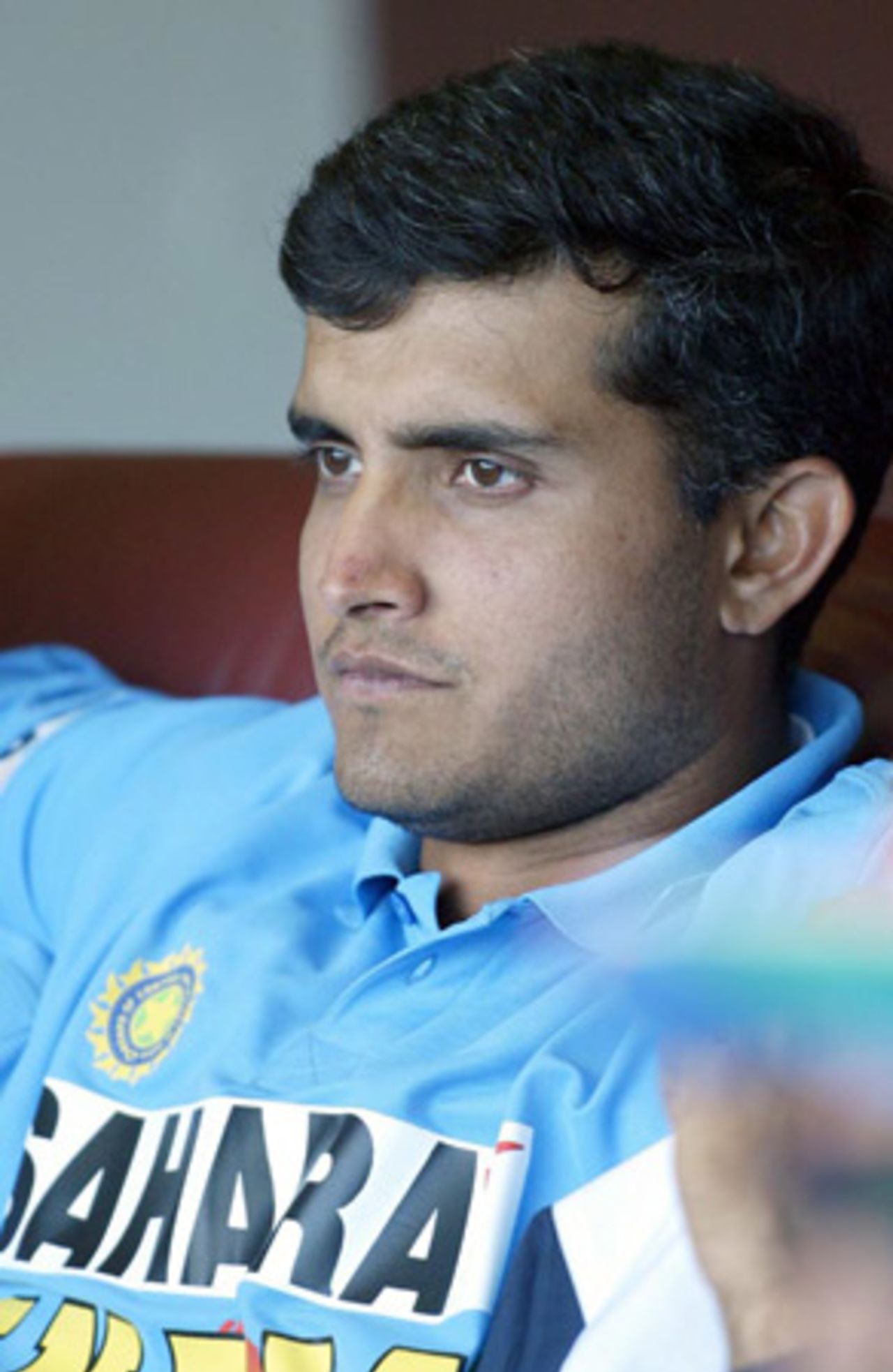 Indian captain Sourav Ganguly looks on at the action on the field during his team's innings. 3rd ODI: New Zealand v India at Jade Stadium, Christchurch, 1 January 2003.