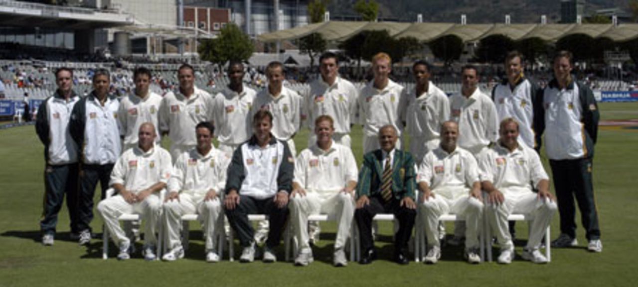 The South African national team pose for their team photo at  Newlands