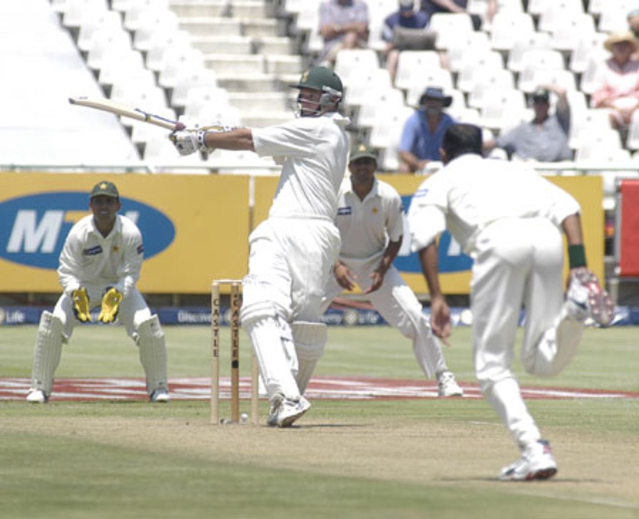 Graeme Smith pulls Mohammad Zahid for four at Newlands