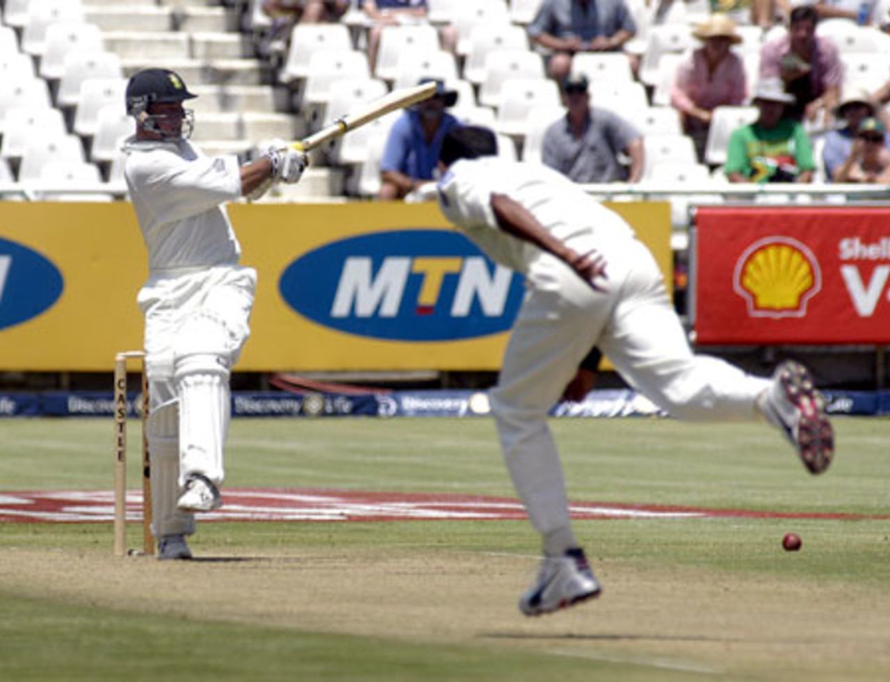 Herschelle Gibbs pulls Mohammad Zahid for four at Newlands