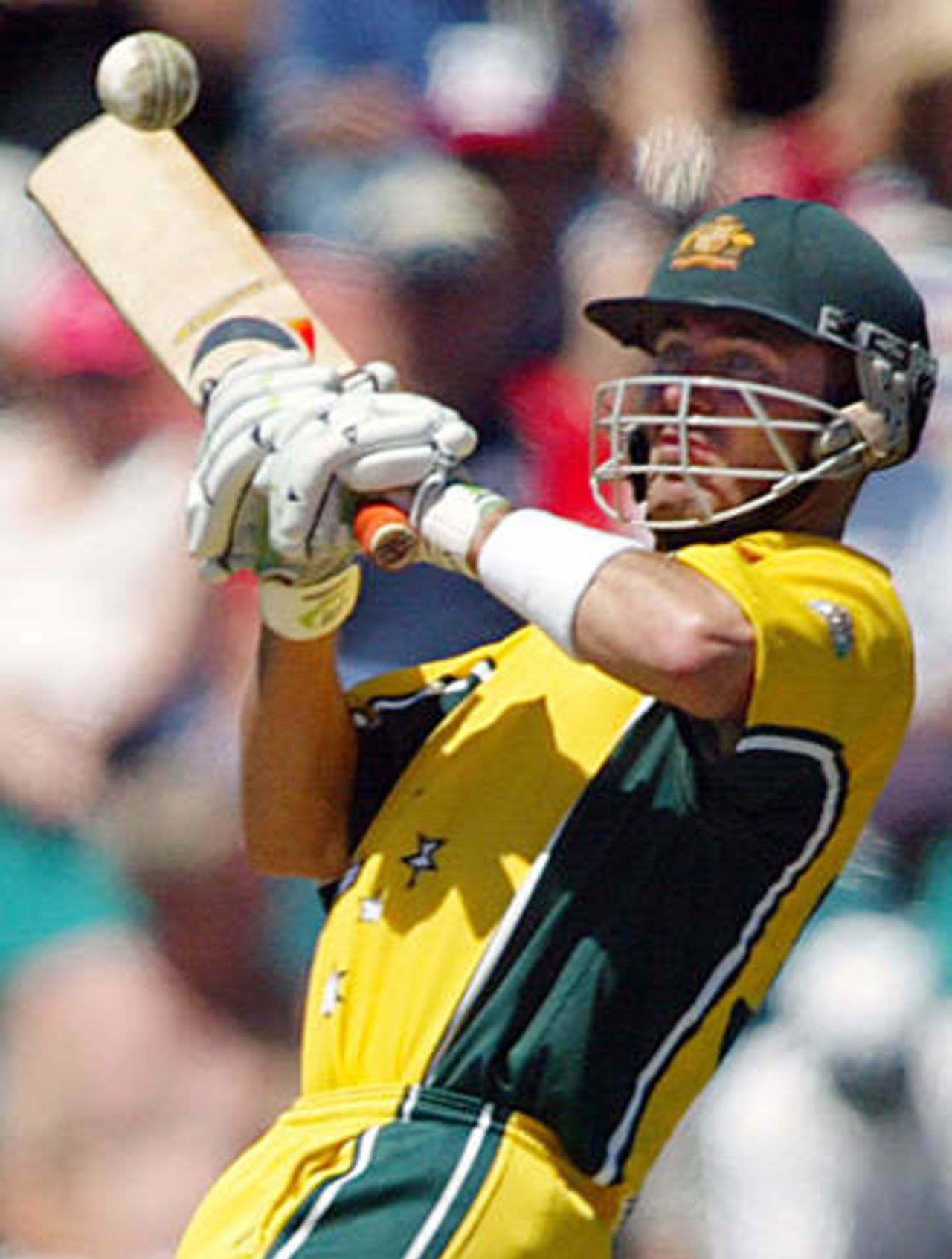 Damien Martyn hits a four against England at Hobart