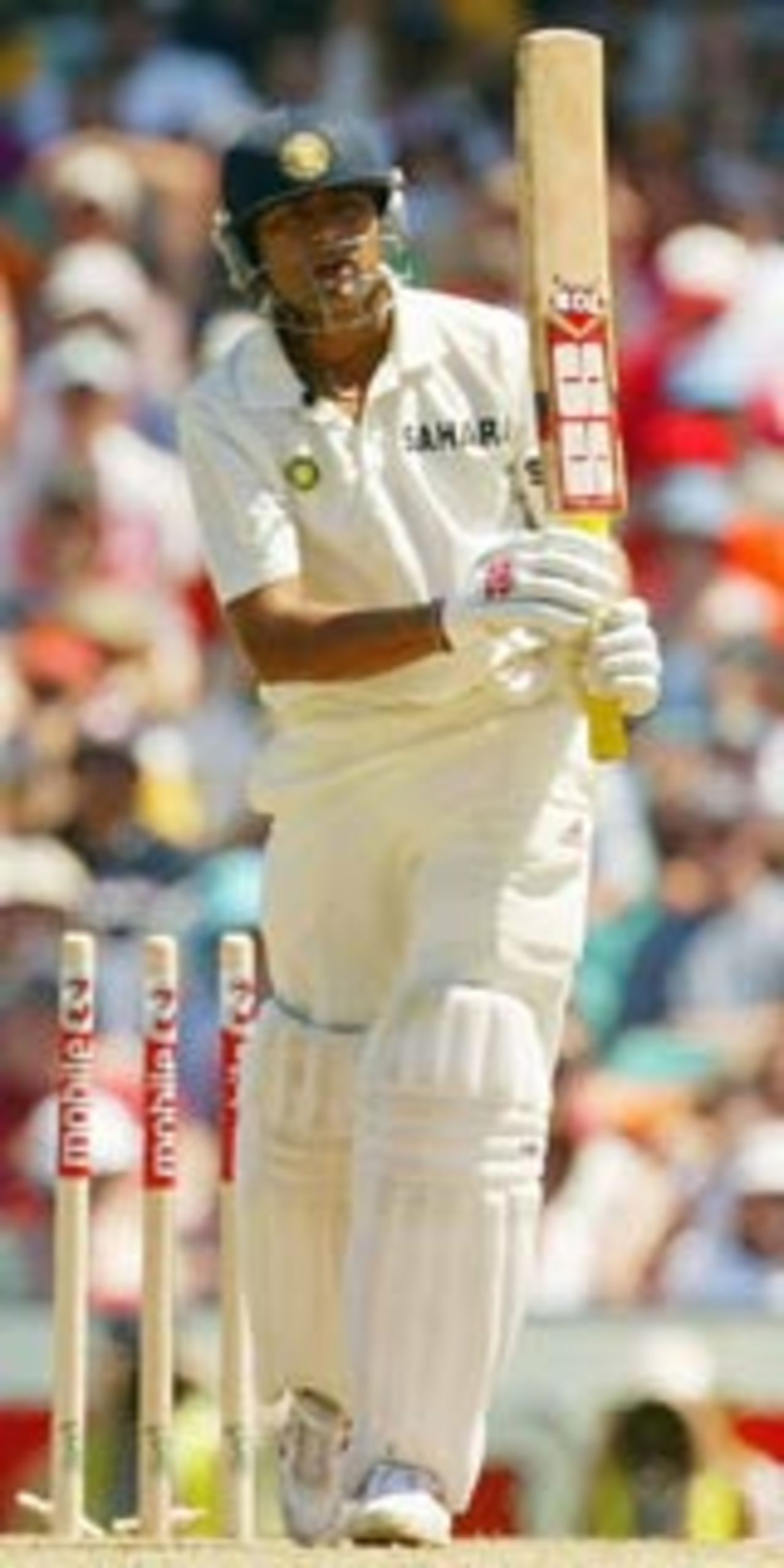 Akash Chopra is bowled, Australia v India, 4th Test, Sydney, 1st day, January 2, 2004