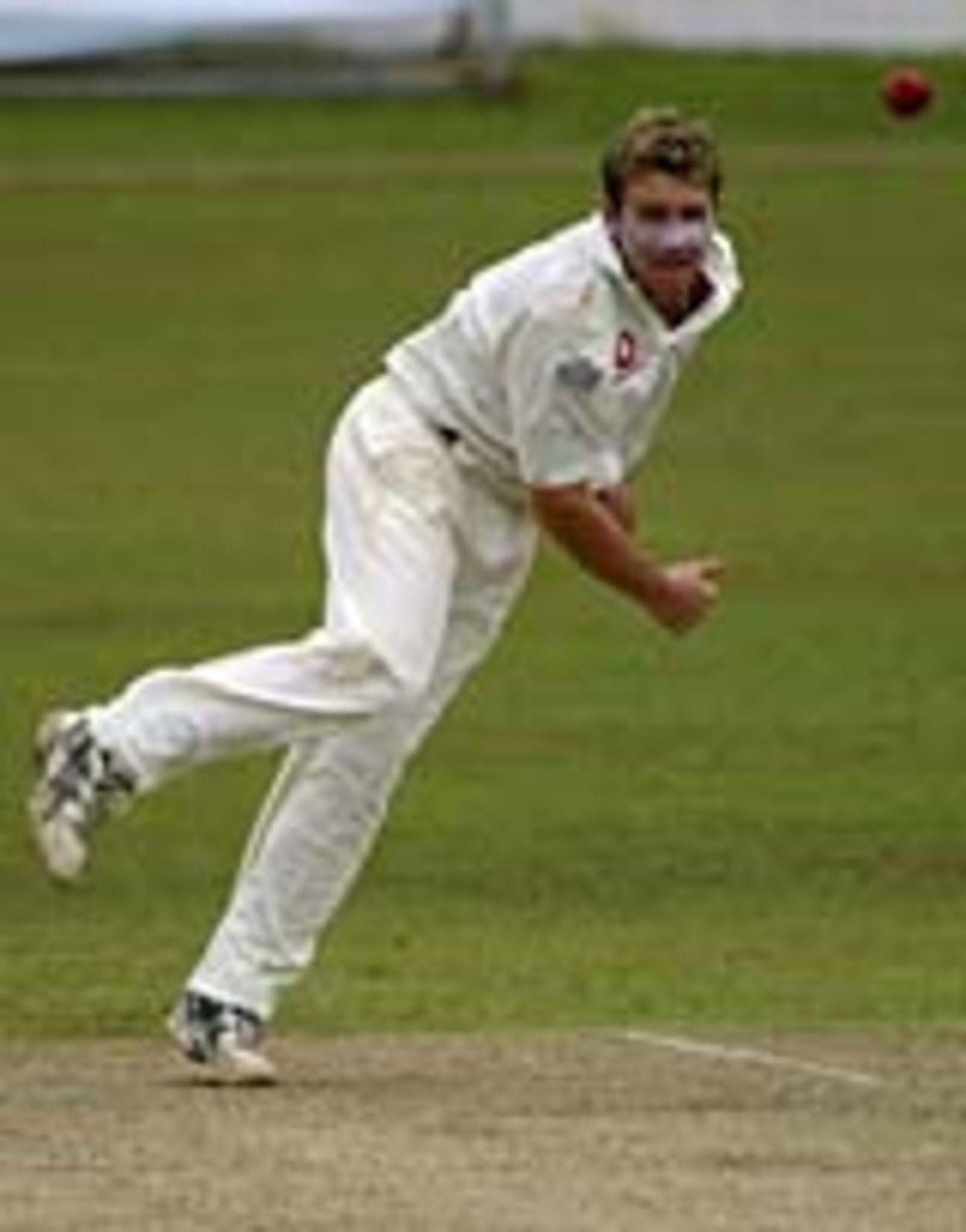 Robert Croft bowls during England's tour of Sri Lanka, December 2003