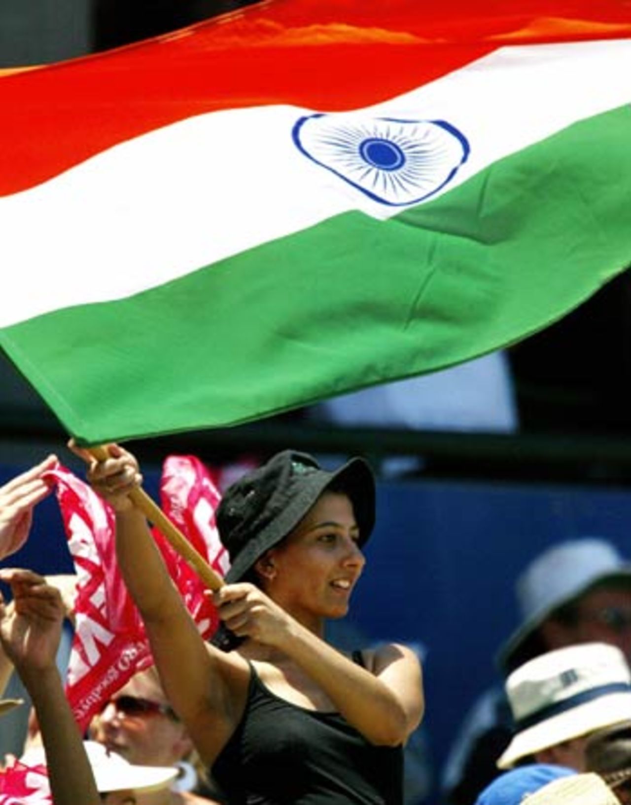 The Indian tricolour flutters proudly, 4th Test, Sydney, 1st day, January 2, 2004