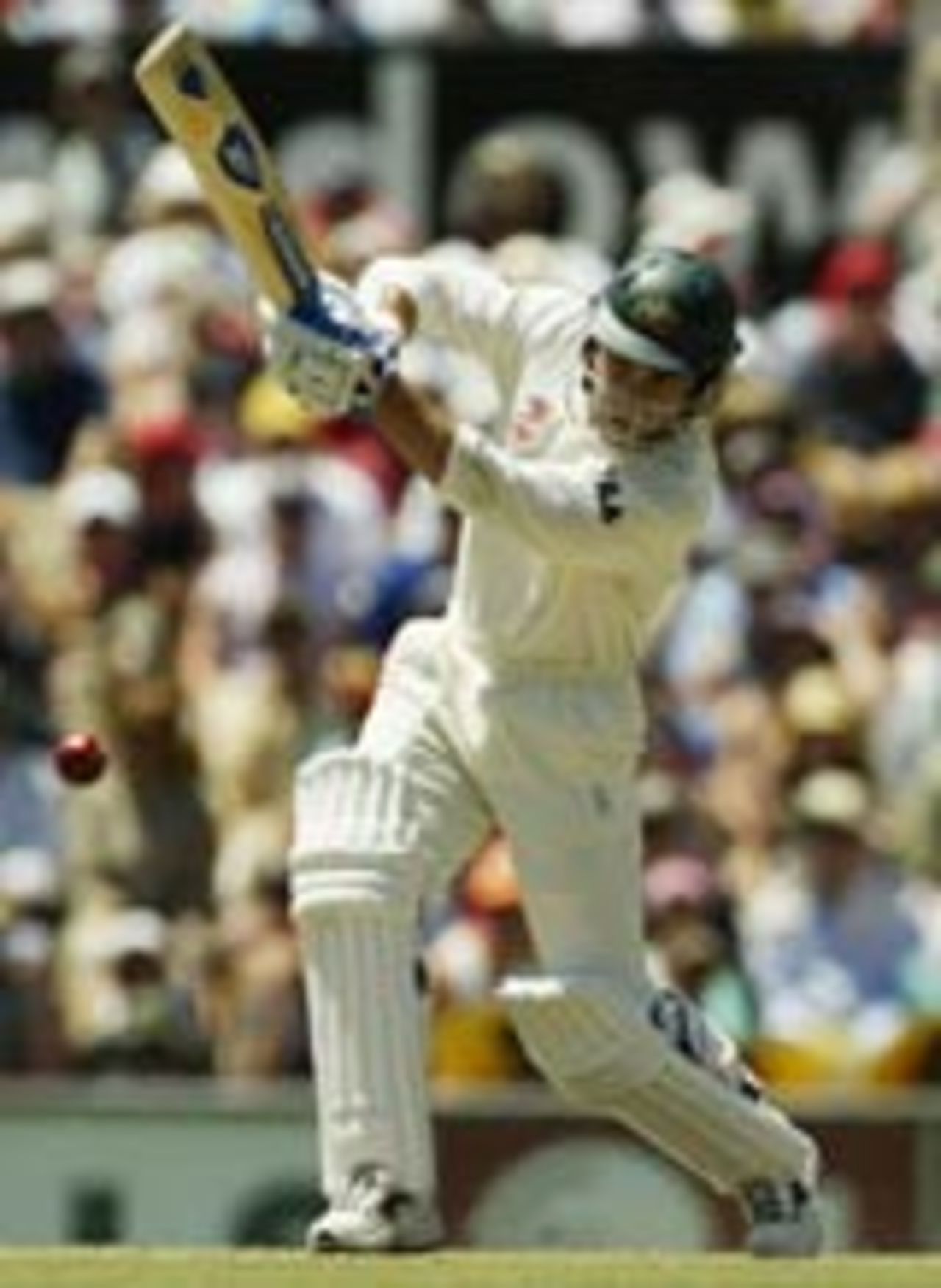 Justin Langer drives, Australia v India, 4th Test, Sydney, 3rd day, January 4, 2004