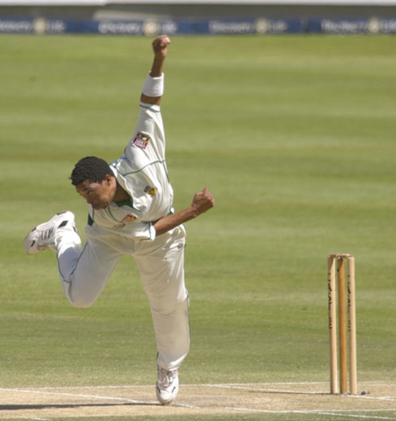 Makhaya Ntini in action against the West Indies at Newlands