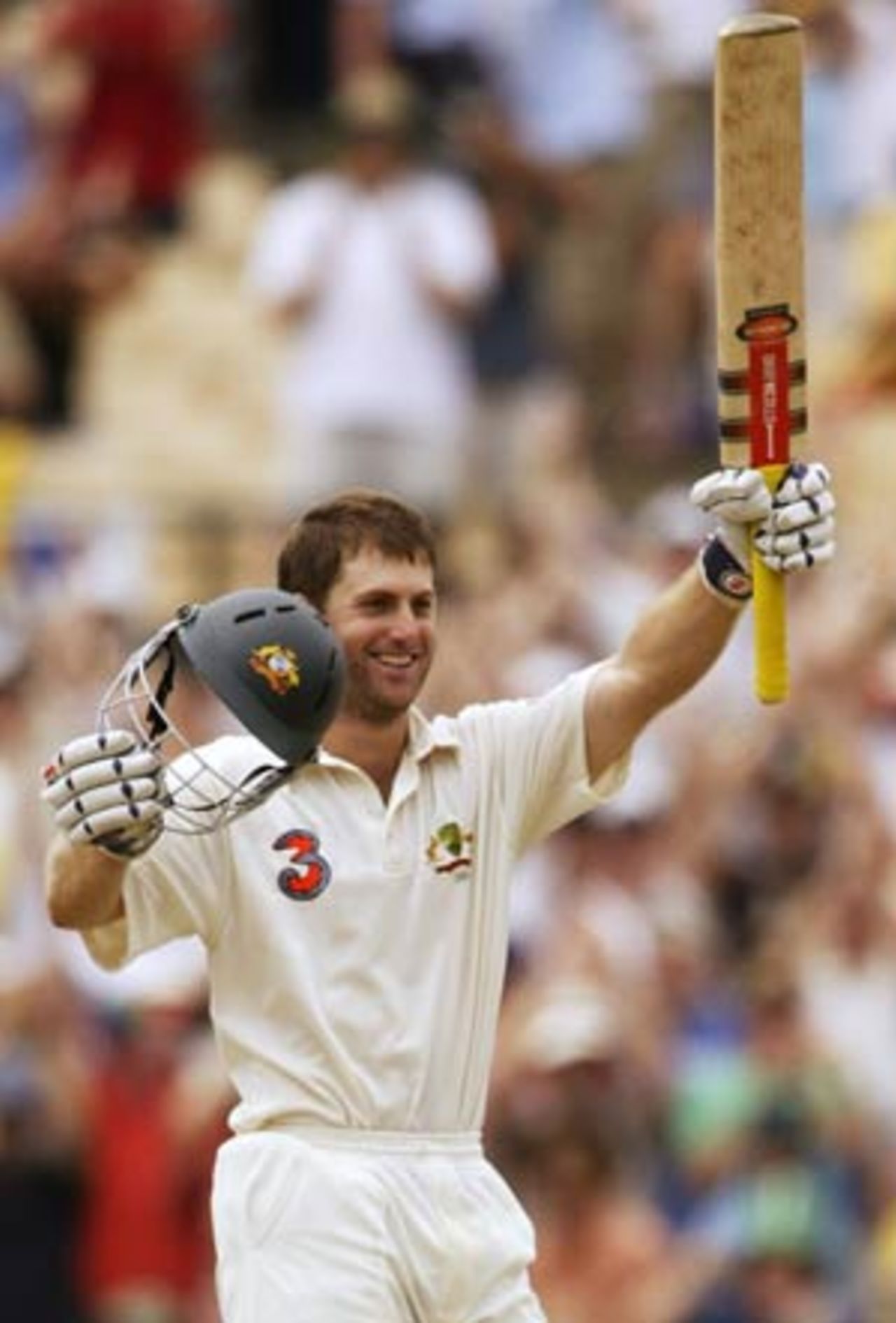 Simon Katich celebrates a vital century, Australia v India, 4th Test, Sydney, 4th day, January 5, 2004