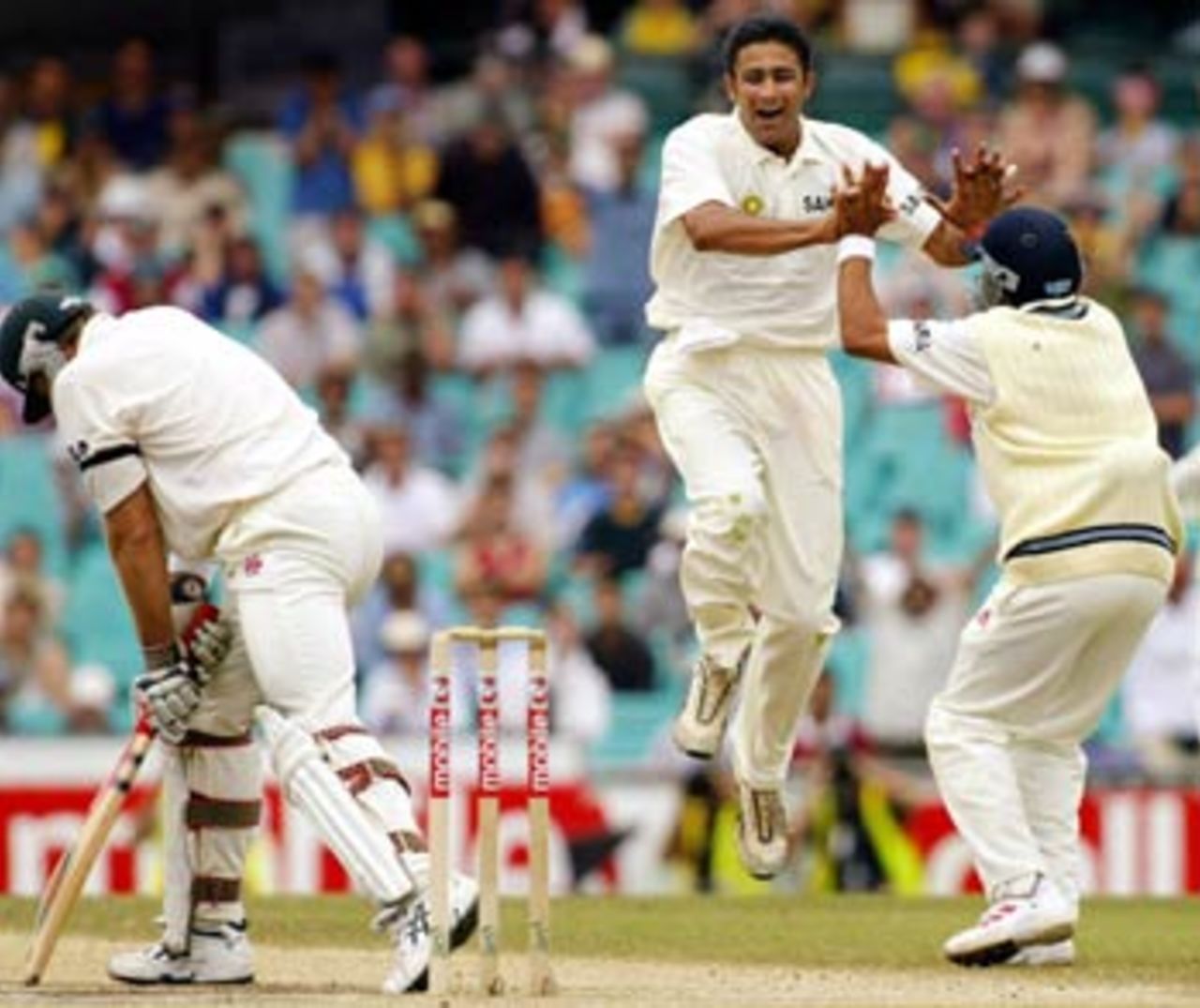 Anil Kumble struck for India, sending Matthew Hayden back, Australia v India, 4th Test, Sydney, 5th day, January 6, 2004