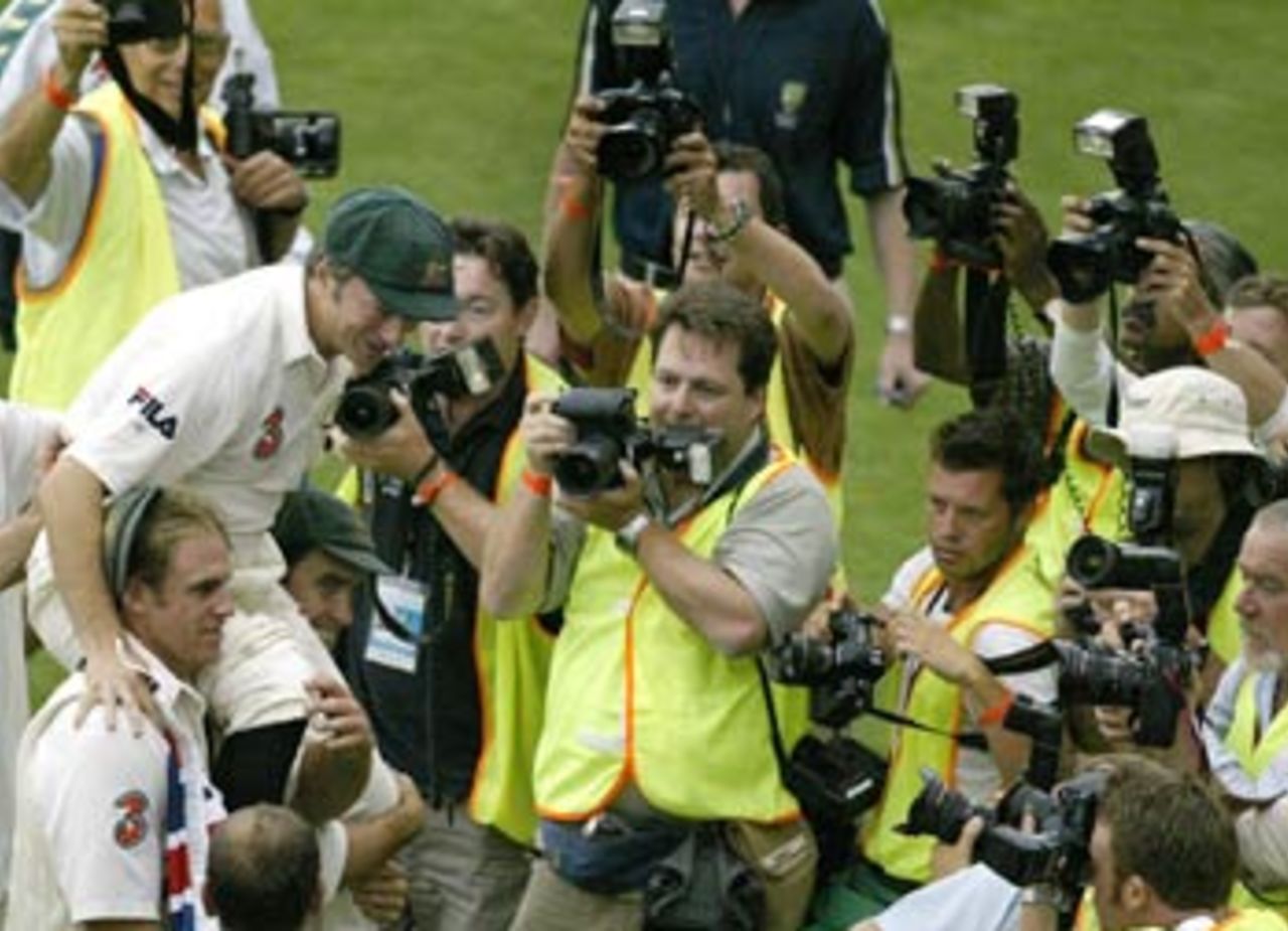 Every photographer in the house wanted a piece of Steve Waugh, Australia v India, 4th Test, Sydney, 5th day, January 6, 2004