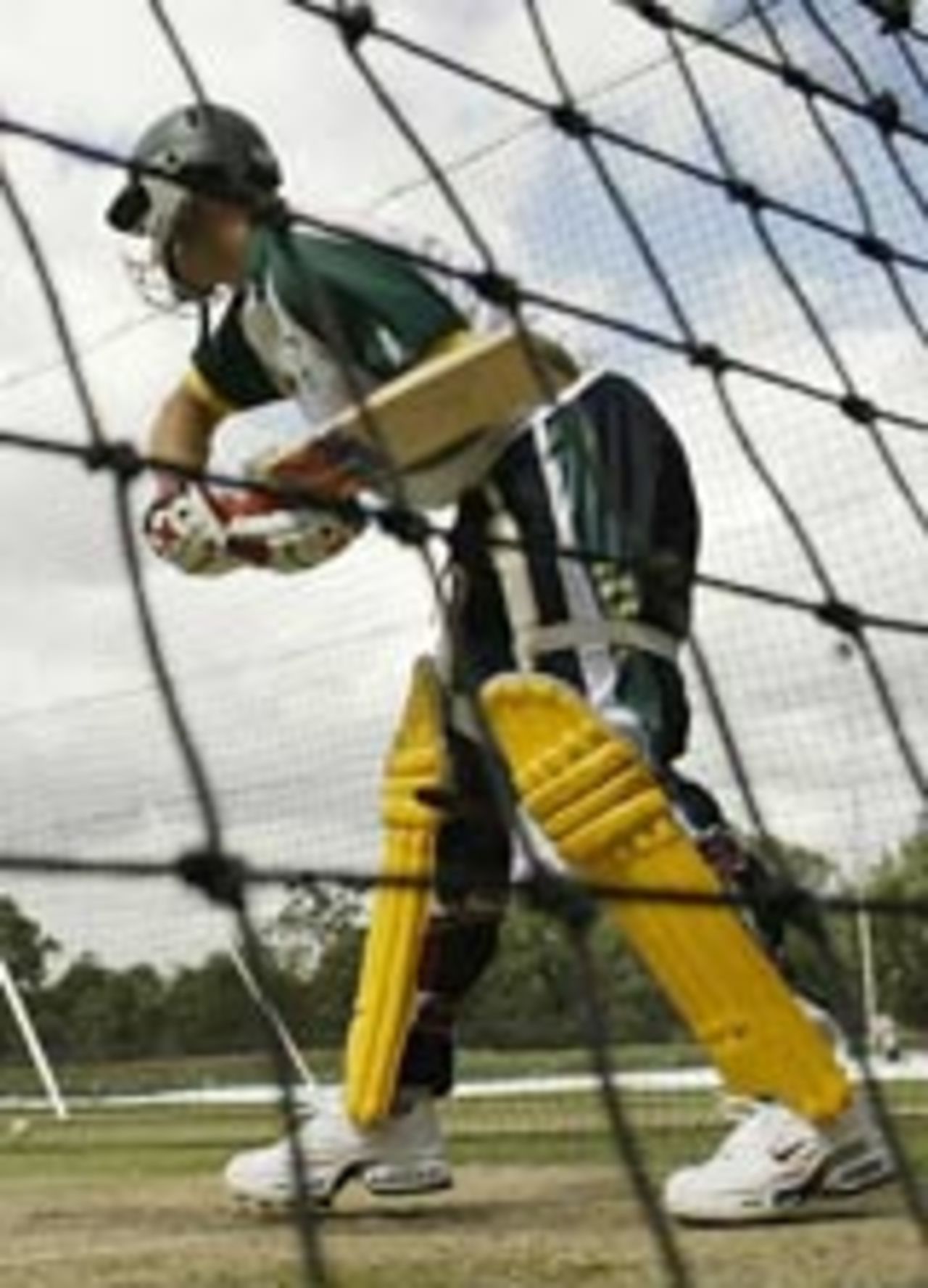 Michael Bevan has a bat before the VB Series opener against India, January 8, 2004