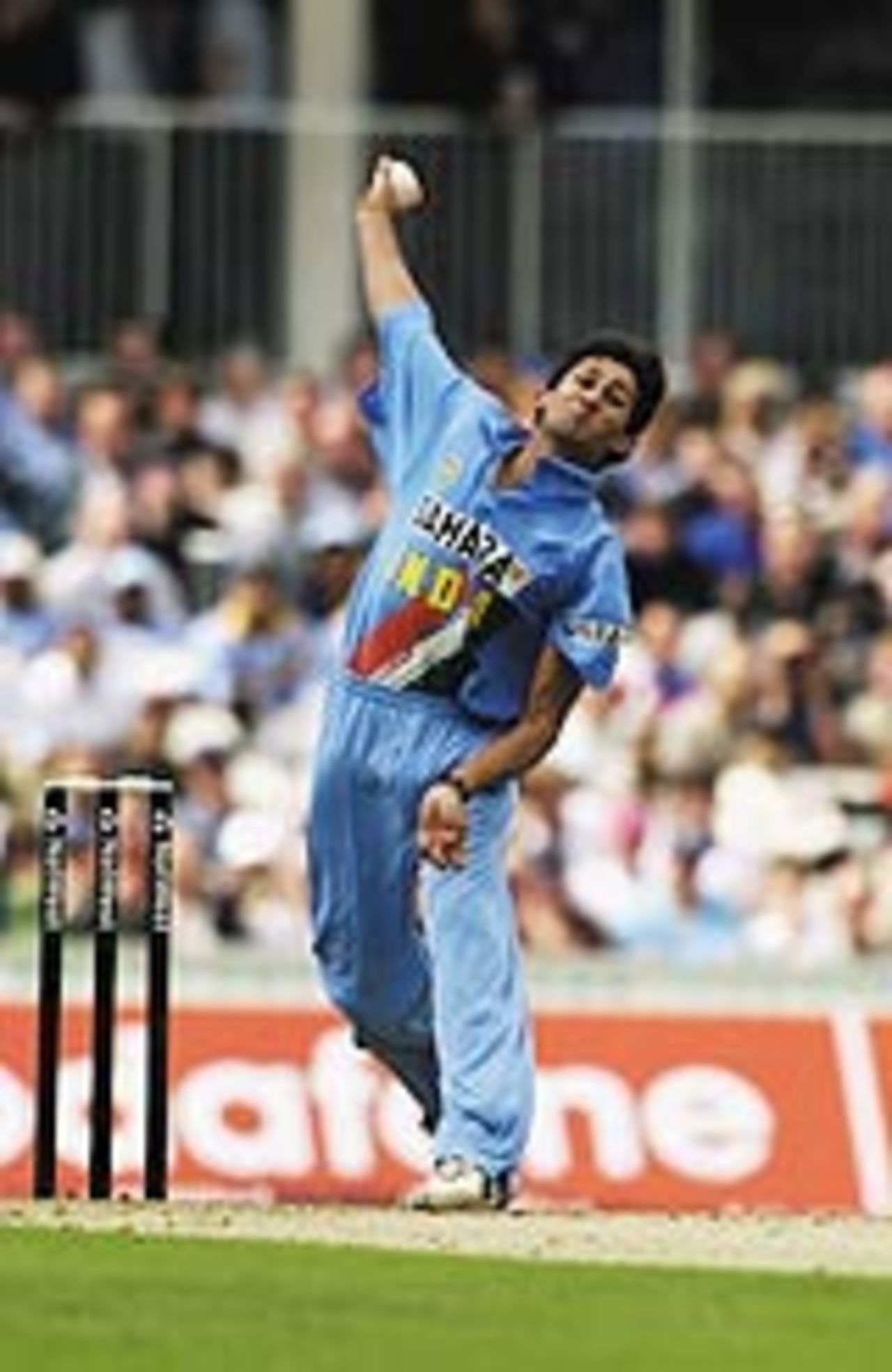 Ajit Agarkar in action during the NatWest One Day Series, July 9, 2002