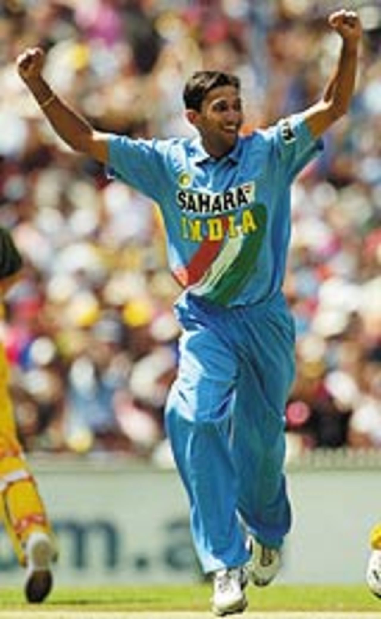 Ajit Agarkar celebrates the wicket of Damien Martyn, Australia v India, VB Series, 1st ODI, Melbourne, January 9, 2004