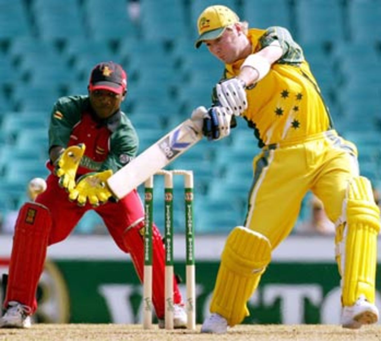 Michael Clarke plays the cut, Australia v Zimbabwe, VB Series, 2nd ODI, Sydney, January 11, 2004