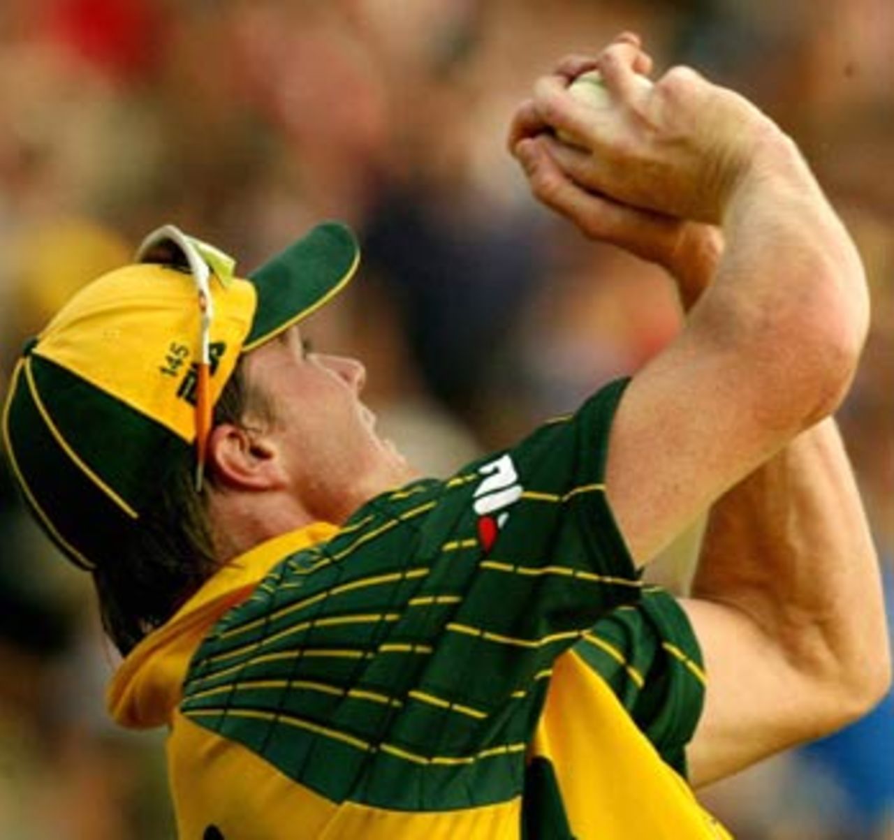 Brad Williams holds on to the catch as Vusi Sibanda is out cheaply, Australia v Zimbabwe, VB Series, 2nd ODI, Sydney, January 11, 2004