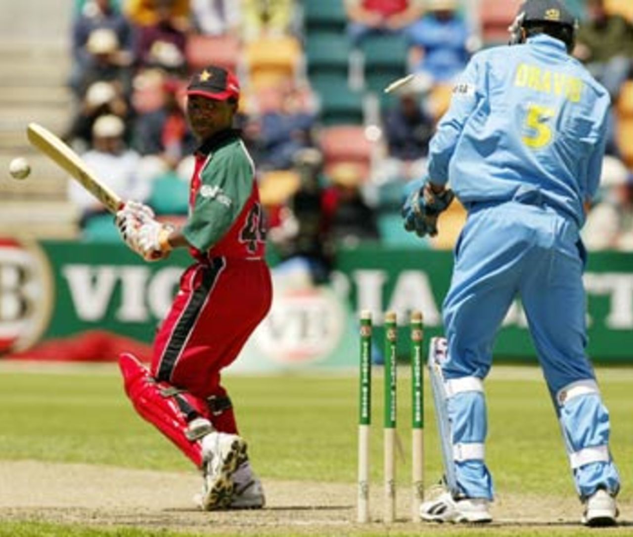 Tatenda Taibu did his best but was cleaned up, India v Zimbabwe, VB Series, 3rd ODI, Hobart, January 14, 2003