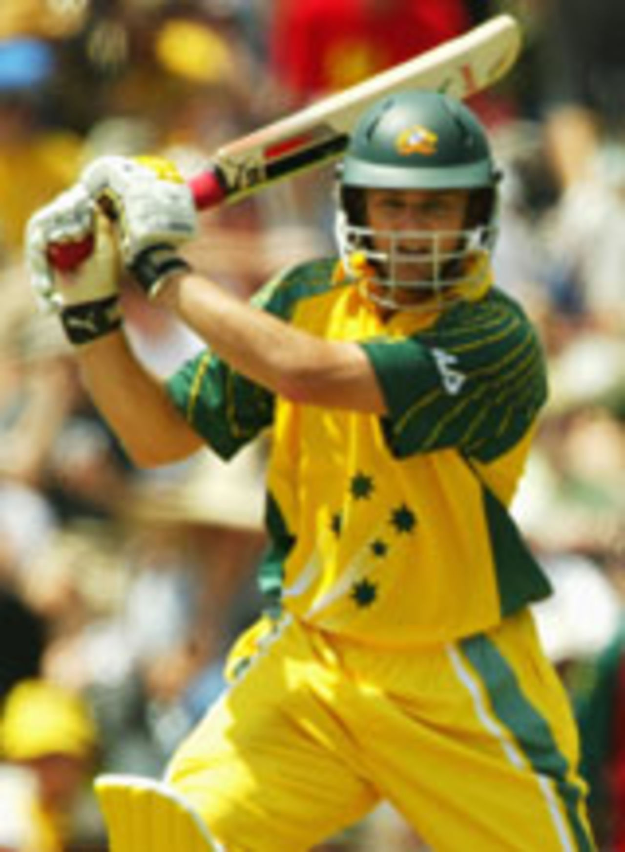Adam Gilchrist in action, Australia v Zimbabwe, VB Series, 4th ODI, Hobart, 16 January, 2004