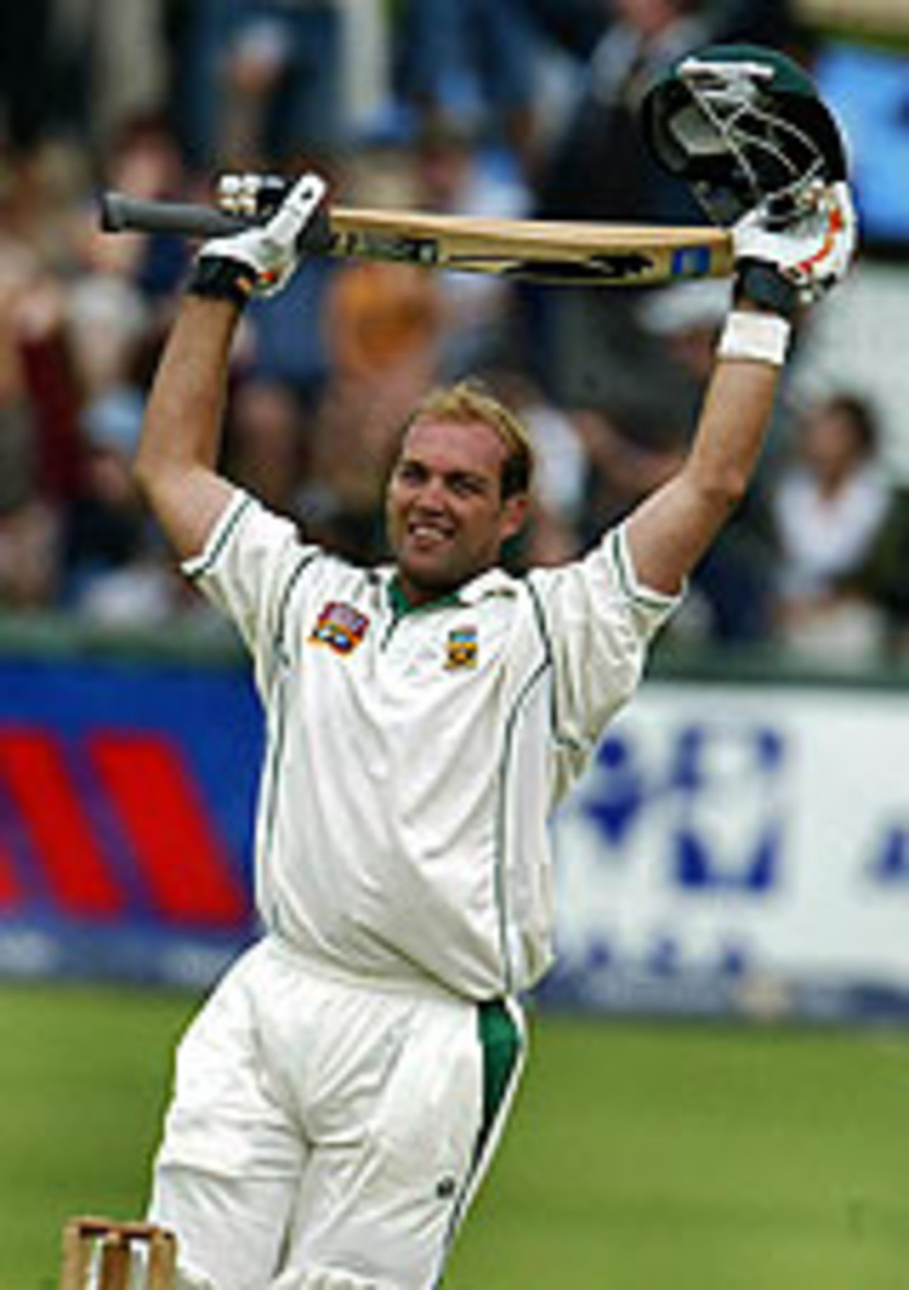 Jacques Kallis celebrates his fourth consecutive hundred, South Africa v West Indies, 4th Test, Centurion, Day 2