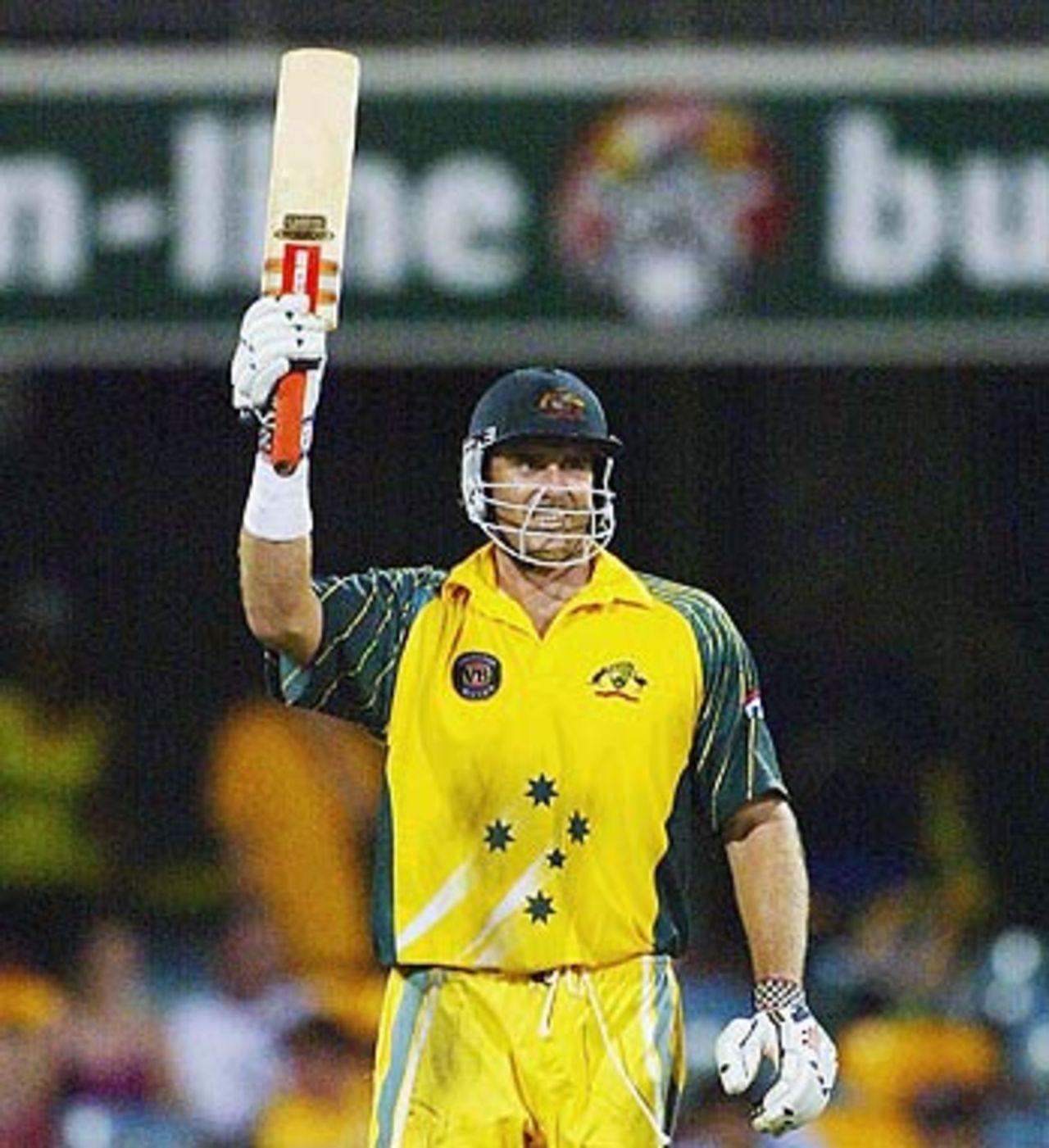 One more century against India. Matthew Hayden on his way to 109, Australia v India, VB Series, Brisbane, 5th ODI, January 18, 2004