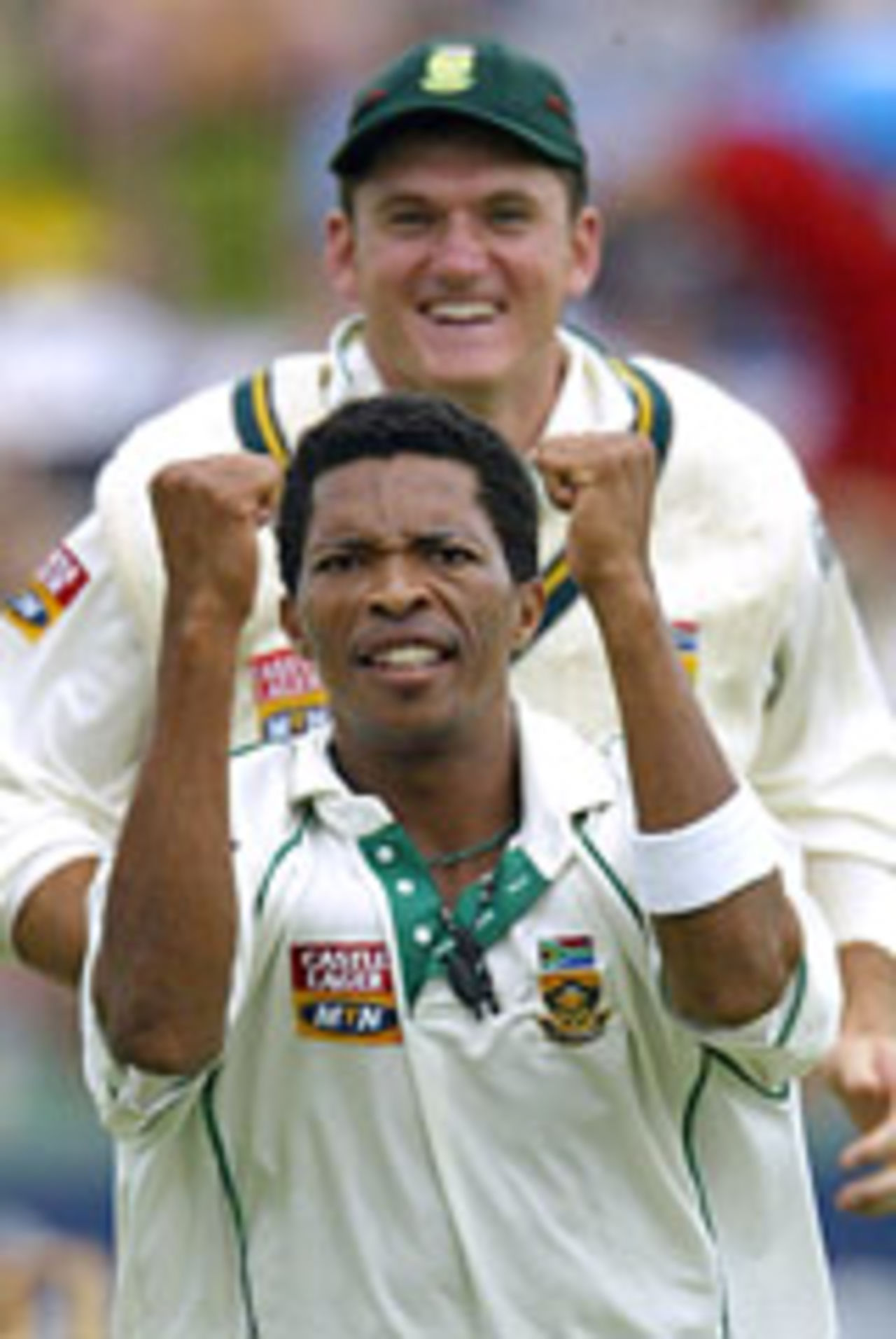 Makhaya Ntini pumps his fists, South Africa v West Indies, 4th Test, Centurion