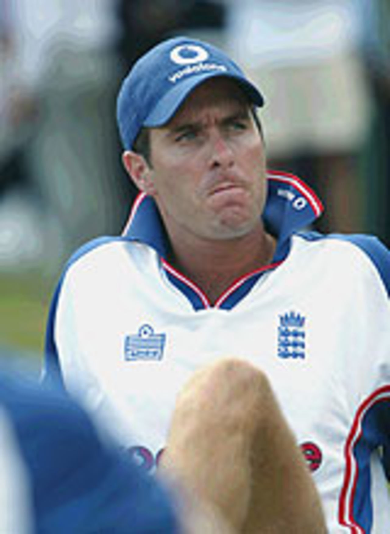 Michael Vaughan looking glum, England v Sri Lanka, December 2003