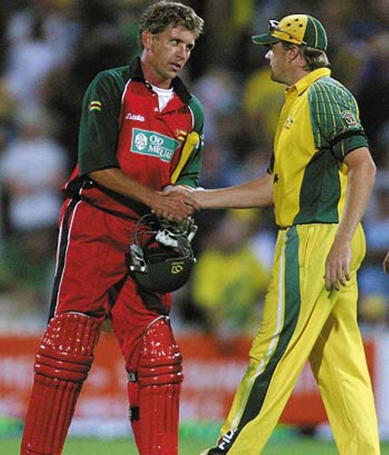 Its handshakes all around as Zimbabwe fall 13 runs short in the end, Australia v Zimbabwe, VB Series, 9th ODI, Adelaide, January 26, 2004