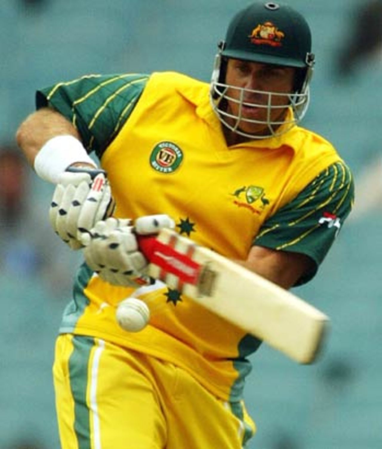Matthew Hayden kicked the game off after Australia were put in, 10th ODI, VB Series, Melbourne, January 29, 2004