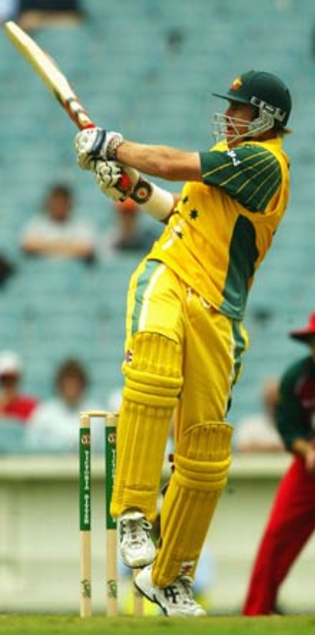 Matthew Hayden struck three boundaries in characteristic fashion, 10th ODI, VB Series, Melbourne, January 29, 2004