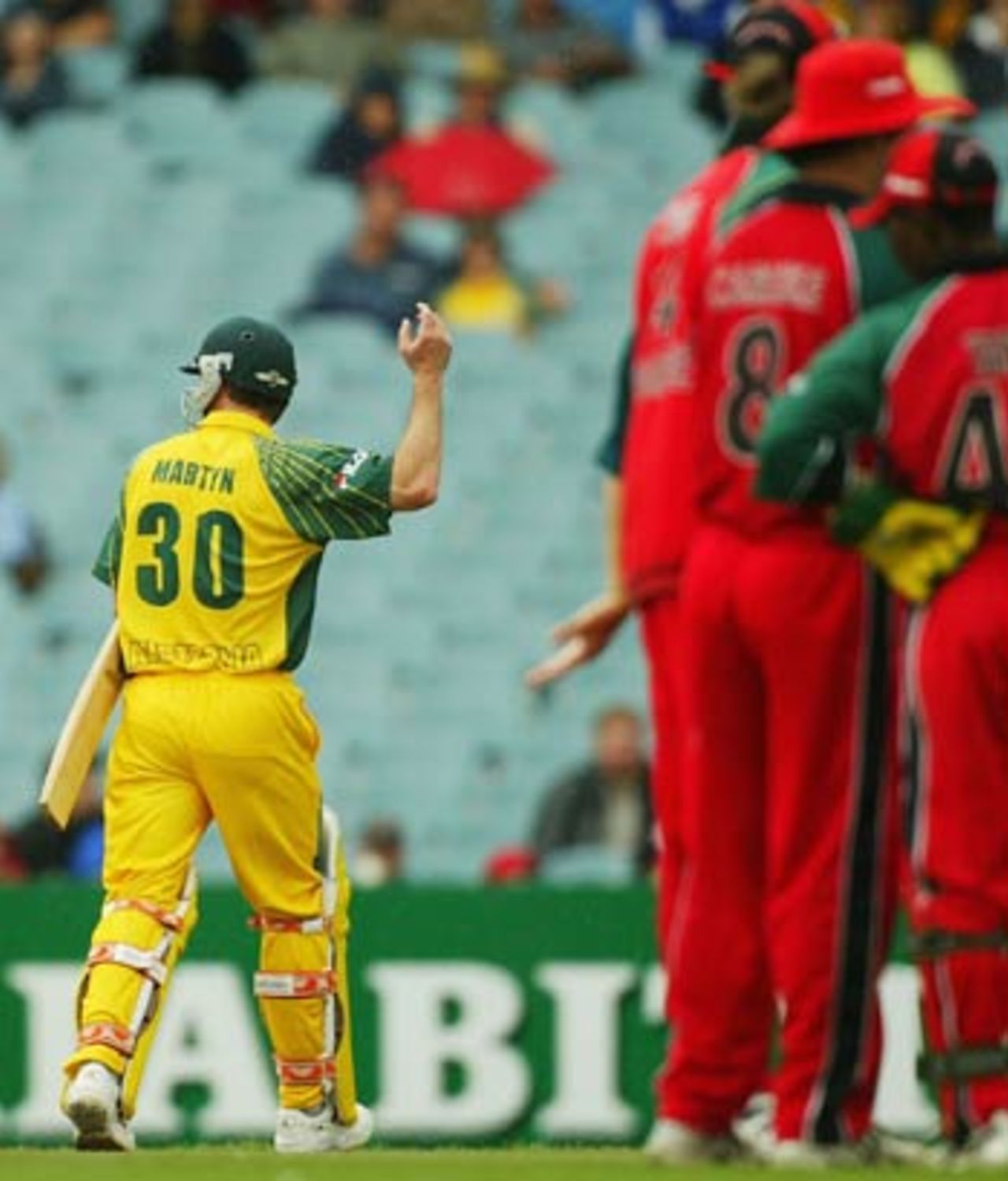 Damien Martyn blew his chance to make a big score and Zimbabwe drew first blood, 10th ODI, VB Series, Melbourne, January 29, 2004