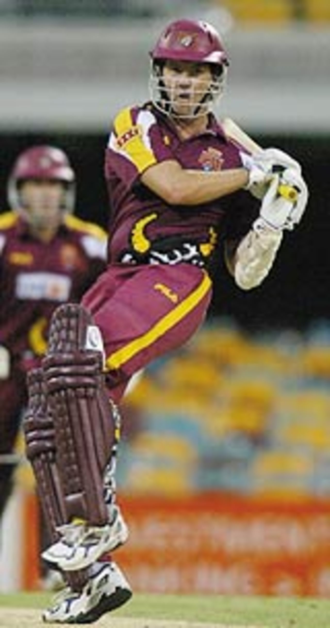 Stuart Law of the Bulls hits out, Queensland v New South Wales, Brisbane, January 30, 2004
