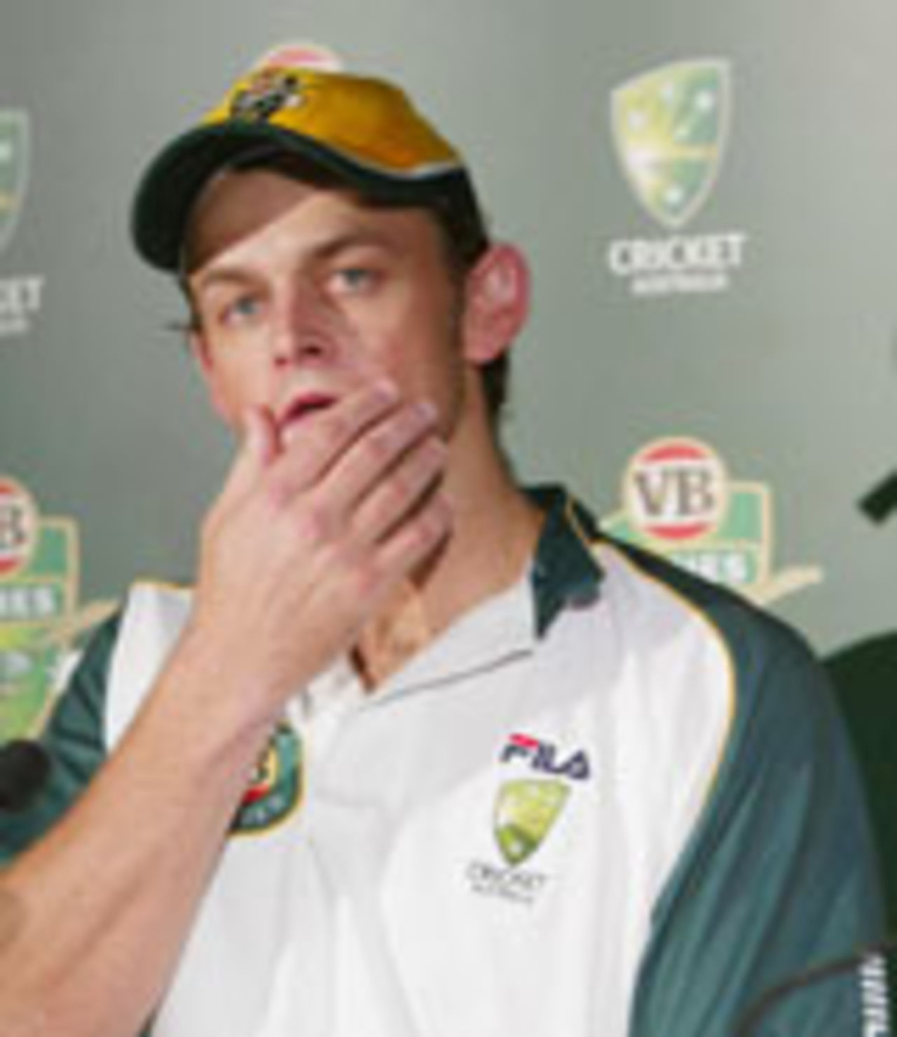 Adam Gilchrist at a press conference, Perth, January 31, 2004