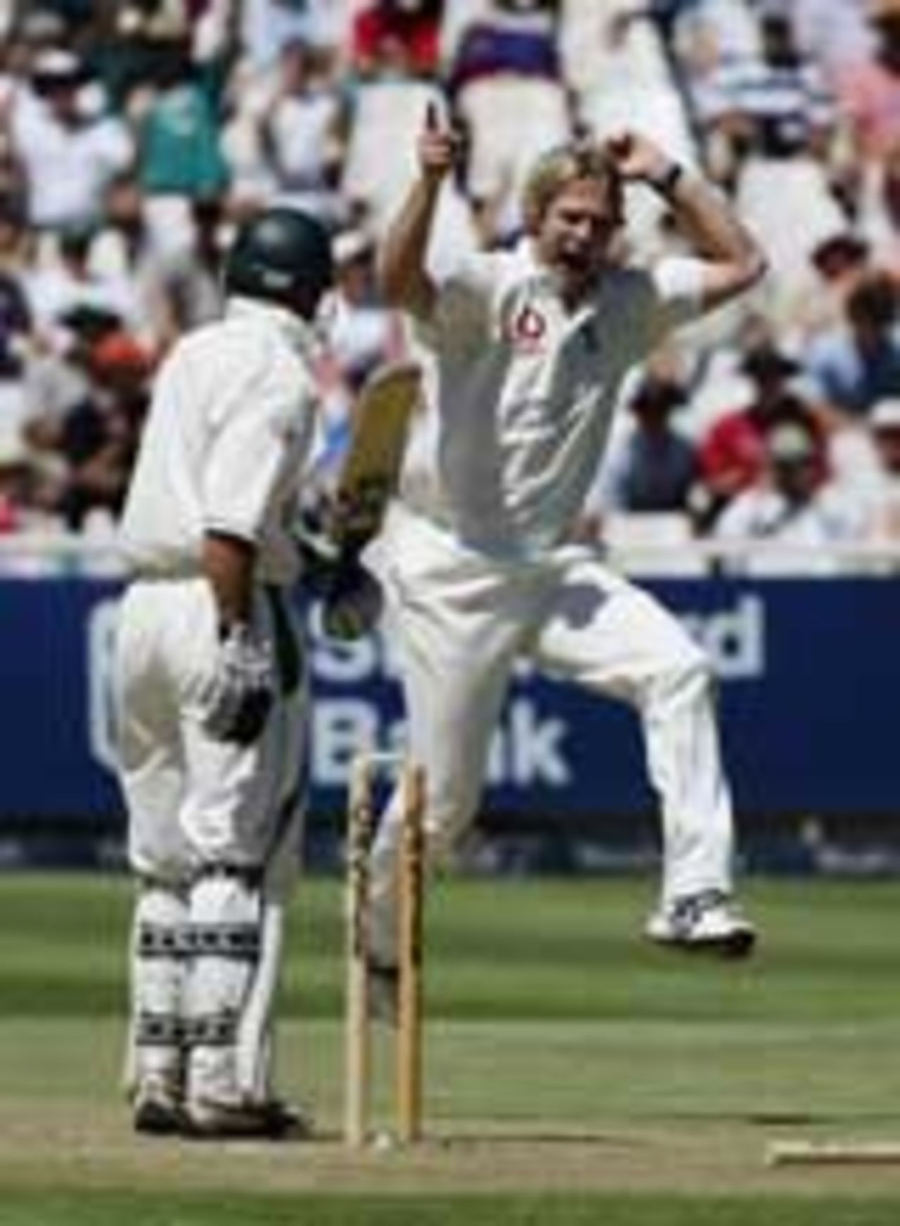 Herschelle Gibbs is bowled out by Matthew Hoggard, South Africa v England, 3rd Test, Cape Town, 1st day, January 2, 2005