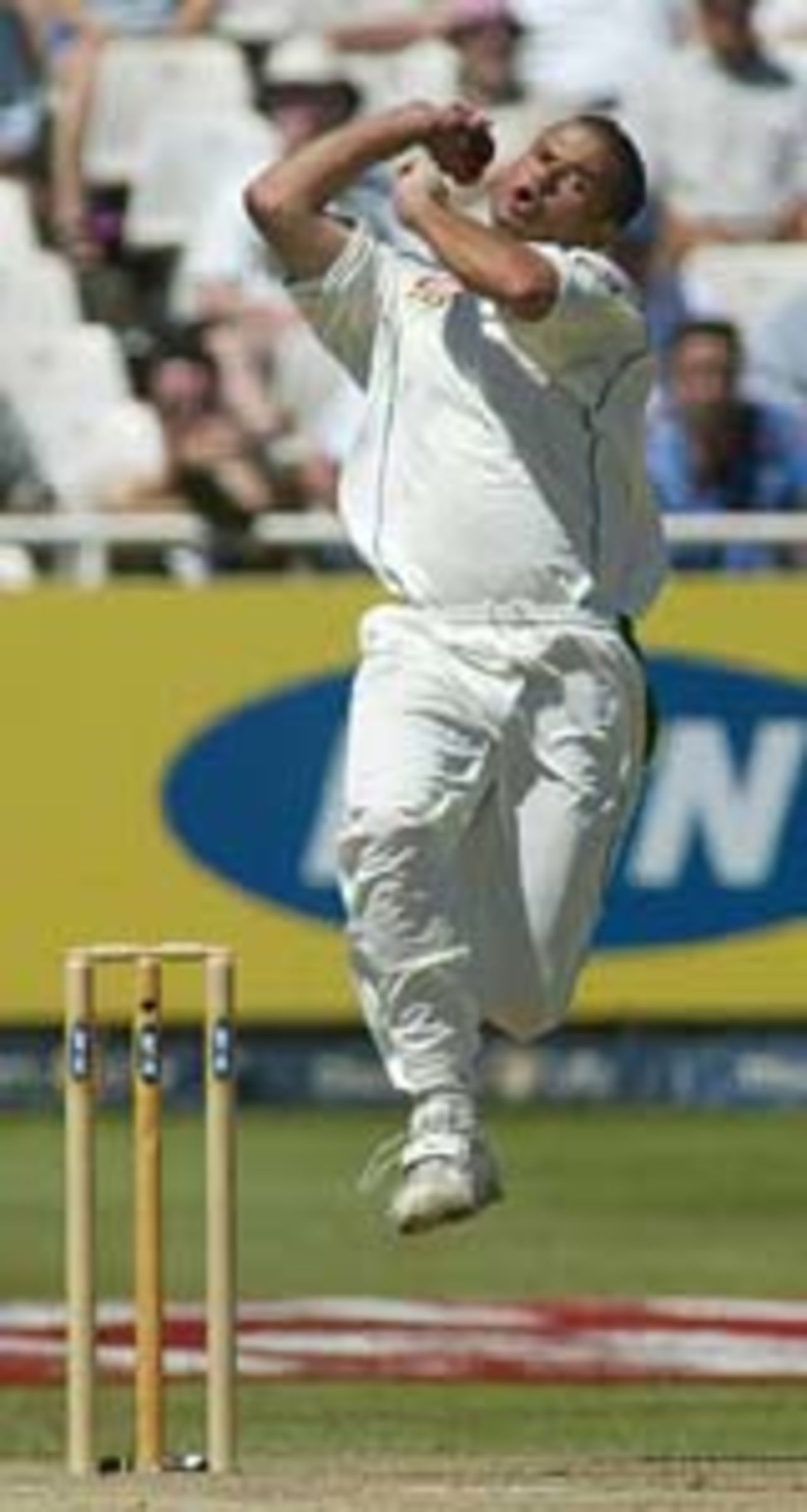 Charl Langeveldt bowling, South Africa v England, 3rd Test, Cape Town, 3rd day, January 4, 2005
