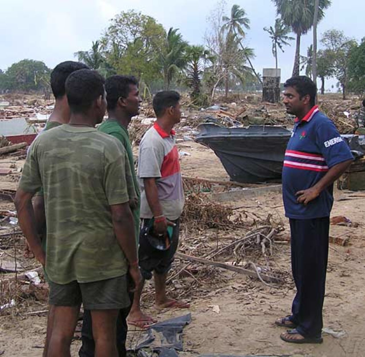 Muttiah Muralitharan surveys the damage, January 3, 2005