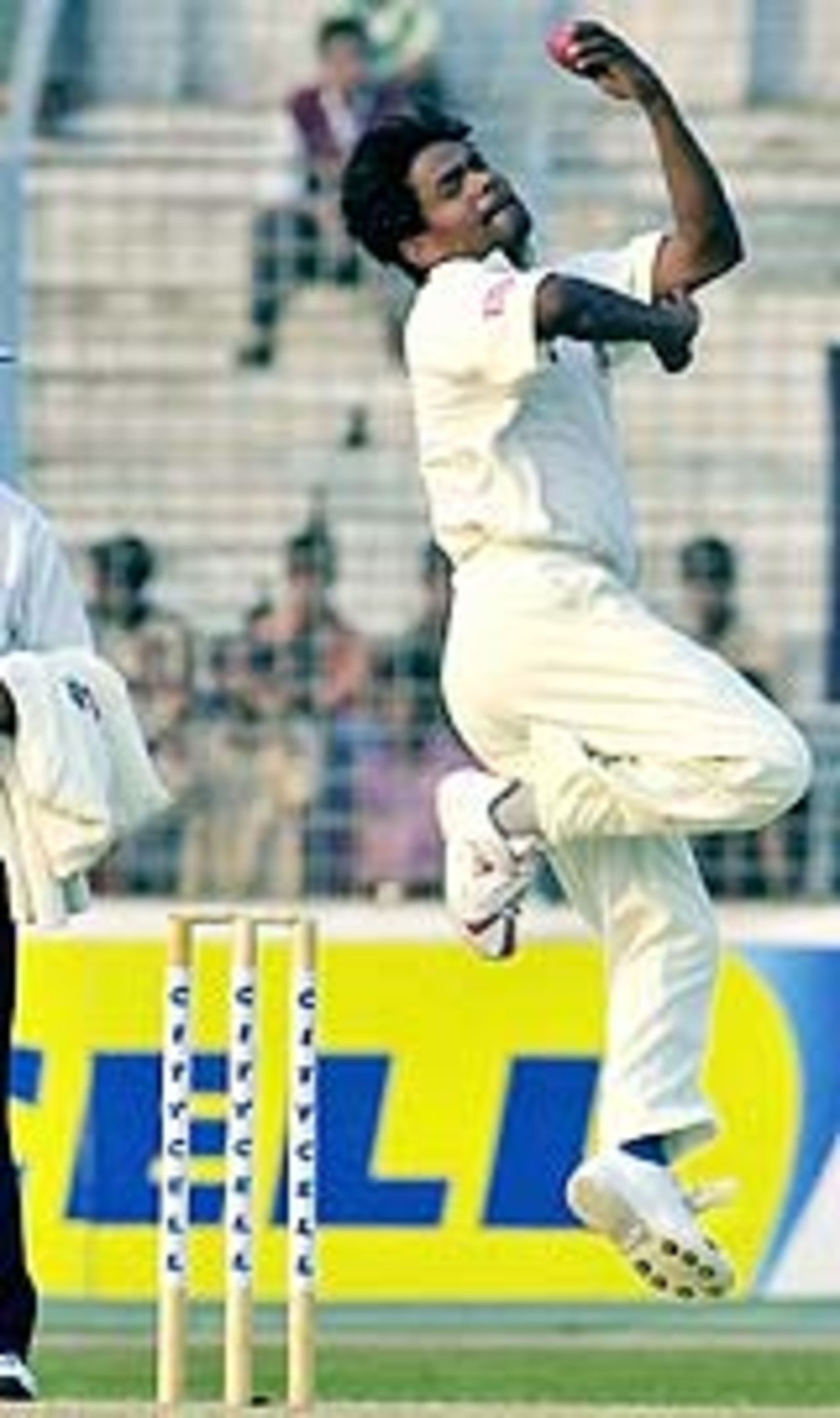 Mohammad Rafique in action, Bangladesh v Zimbabwe, 1st Test, Chittagong, 2nd day, January 7, 2005