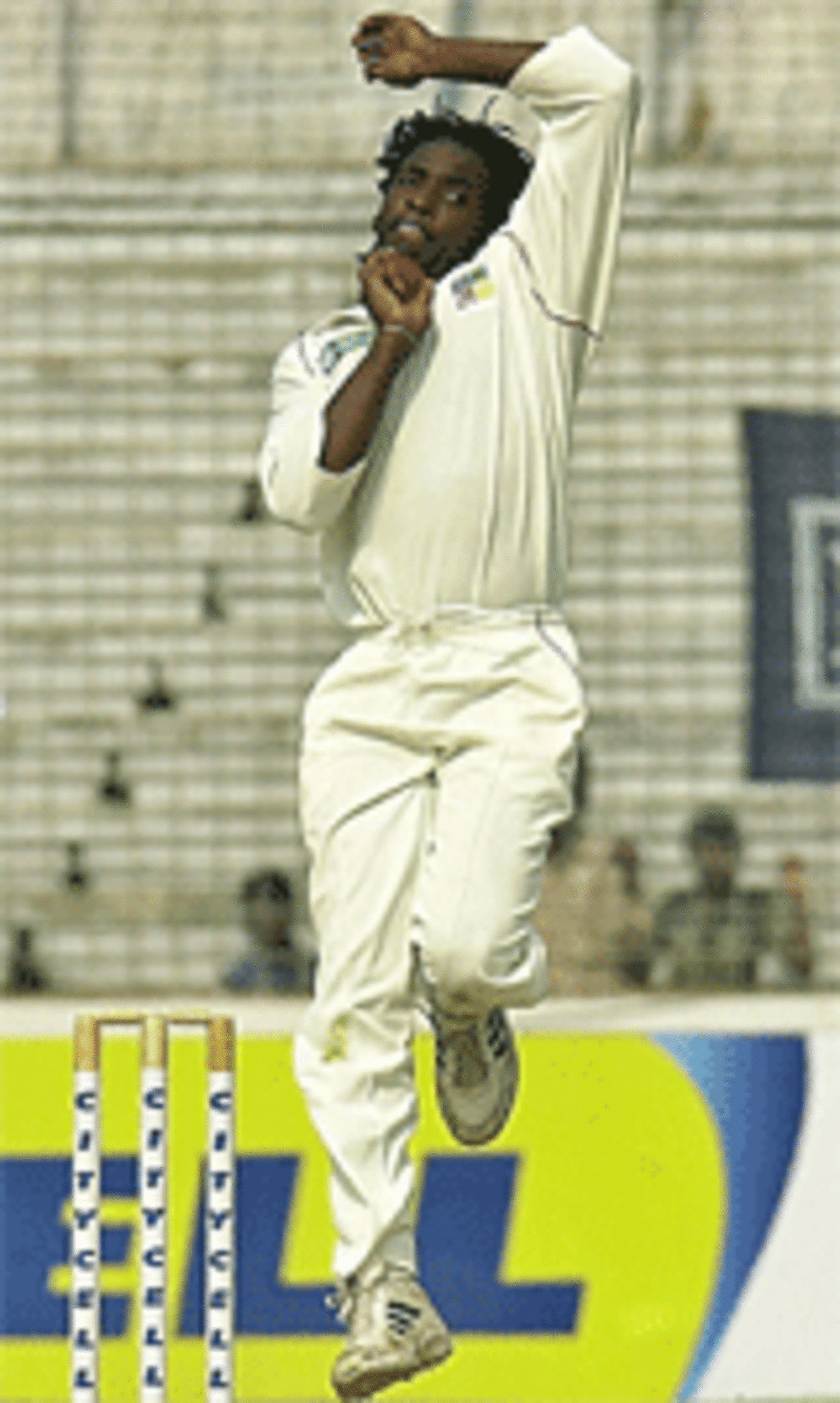 Douglas Hondo worked hard for his three wickets on the fourth day, Bangladesh v Zimbabwe, 1st Test, Chittagong, January 6, 2005
