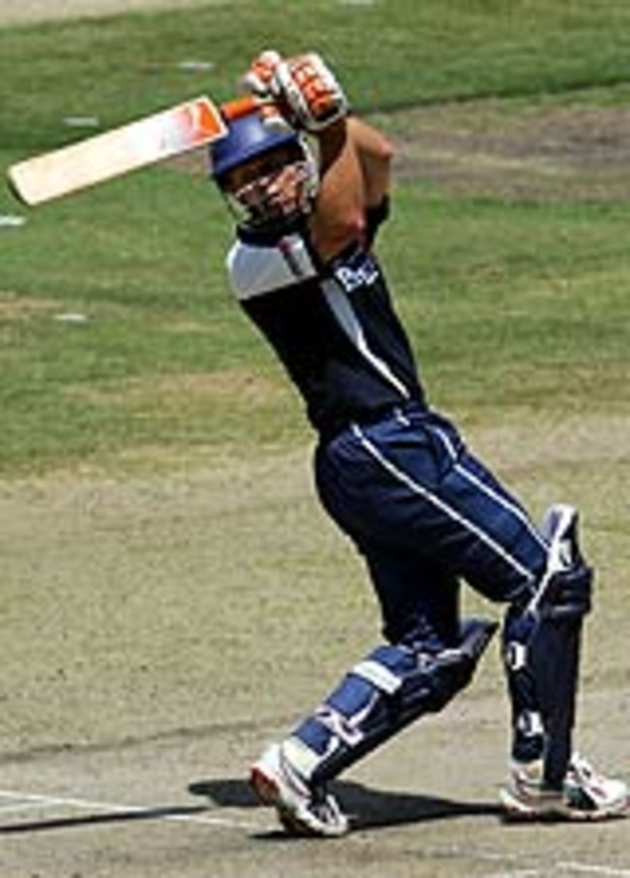 Adam Gilchrist edges and looks behind, ICC XI v Asian XI, Melbourne, January 10, 2005
