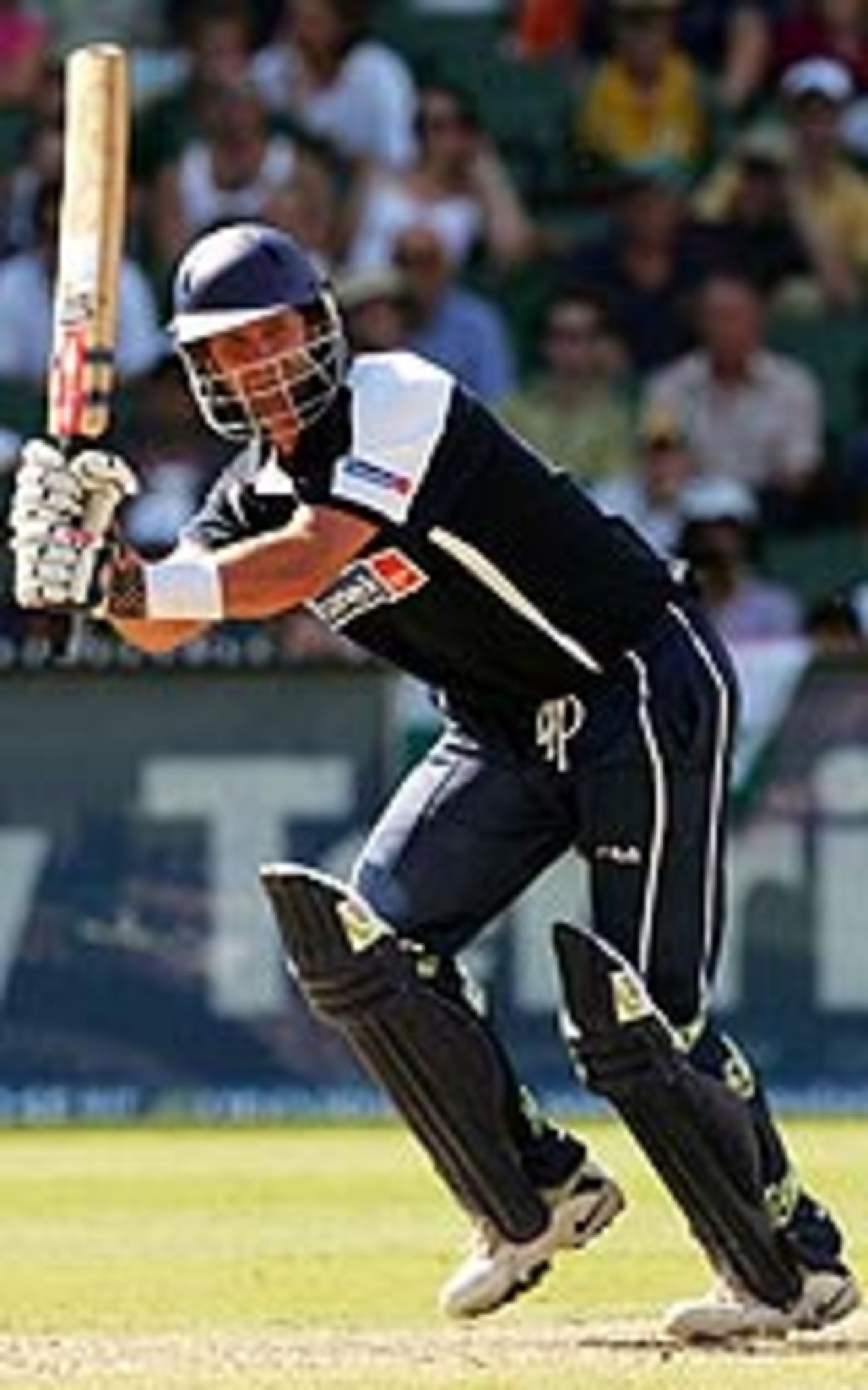 Chris Cairns plays to leg, ICC XI v Asian XI, Melbourne, January 10, 2005
