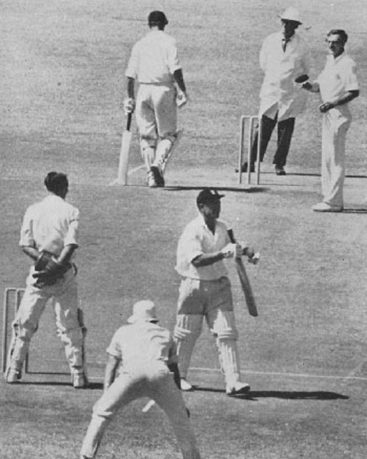 Ken Barrington pretends to walk during the controversial third Test, South Africa v England, Cape Town, 3rd Test, 1964-65