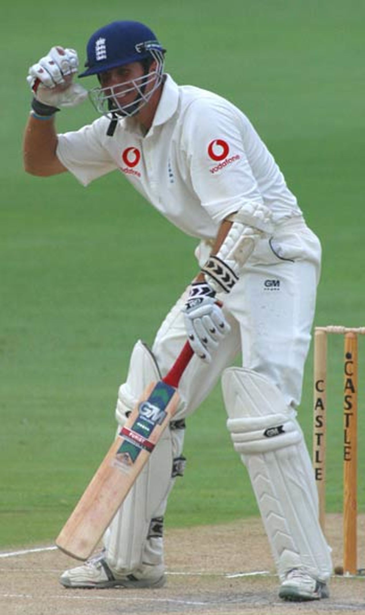 Michael Vaughan smiles after avoiding a bouncer, South Africa v England, 4th Test, The Wanderers, January 16, 2005