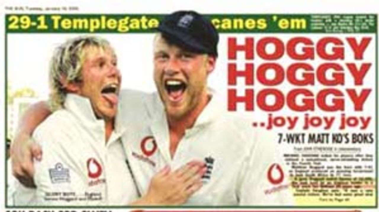 The Sun front page after England's win, January 18, 2005