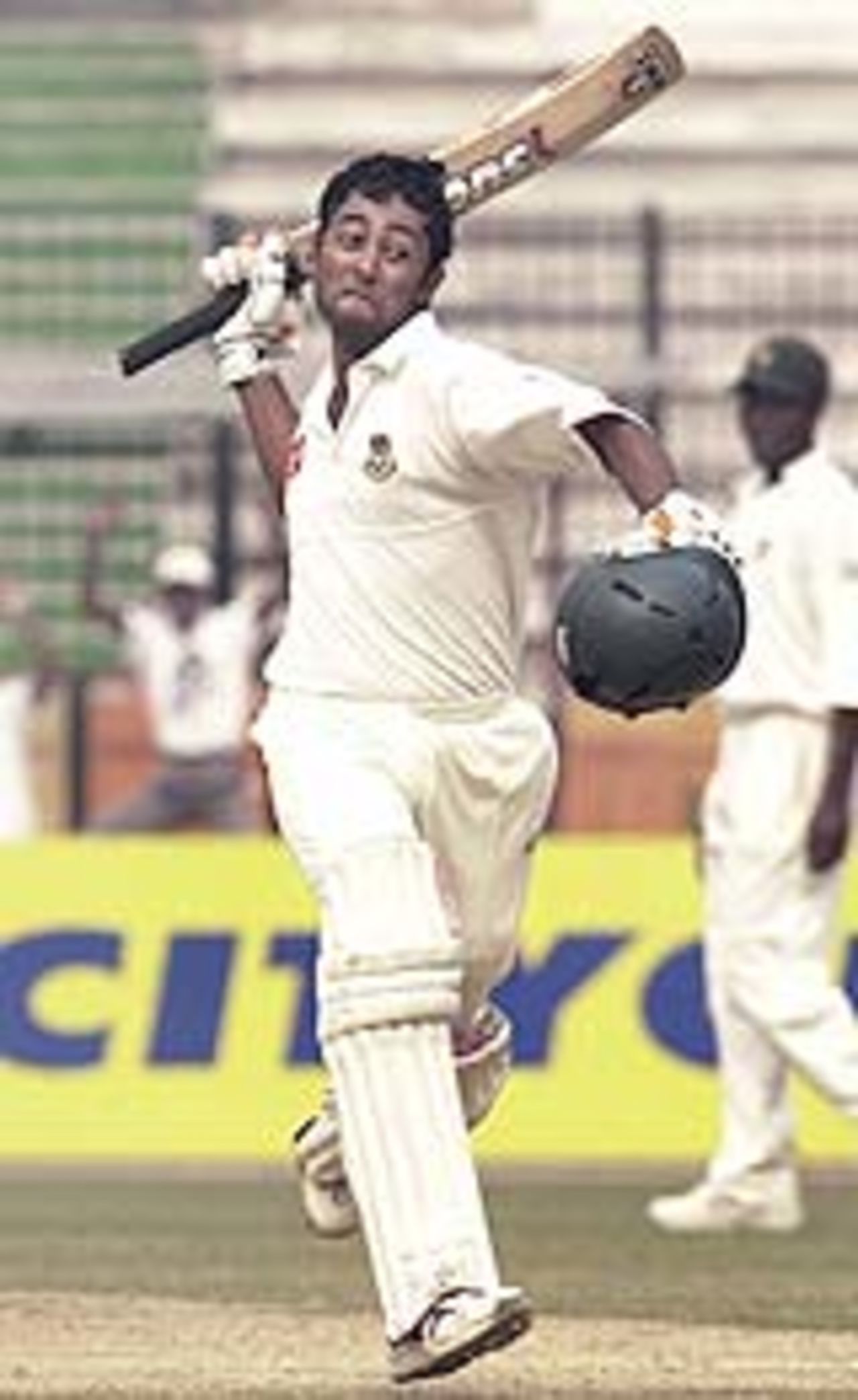 Nafis Iqbal is ecstatic after completing his hundred, Bangladesh v Zimbabwe, 2nd Test, Dhaka, 5th day, January 18, 2005