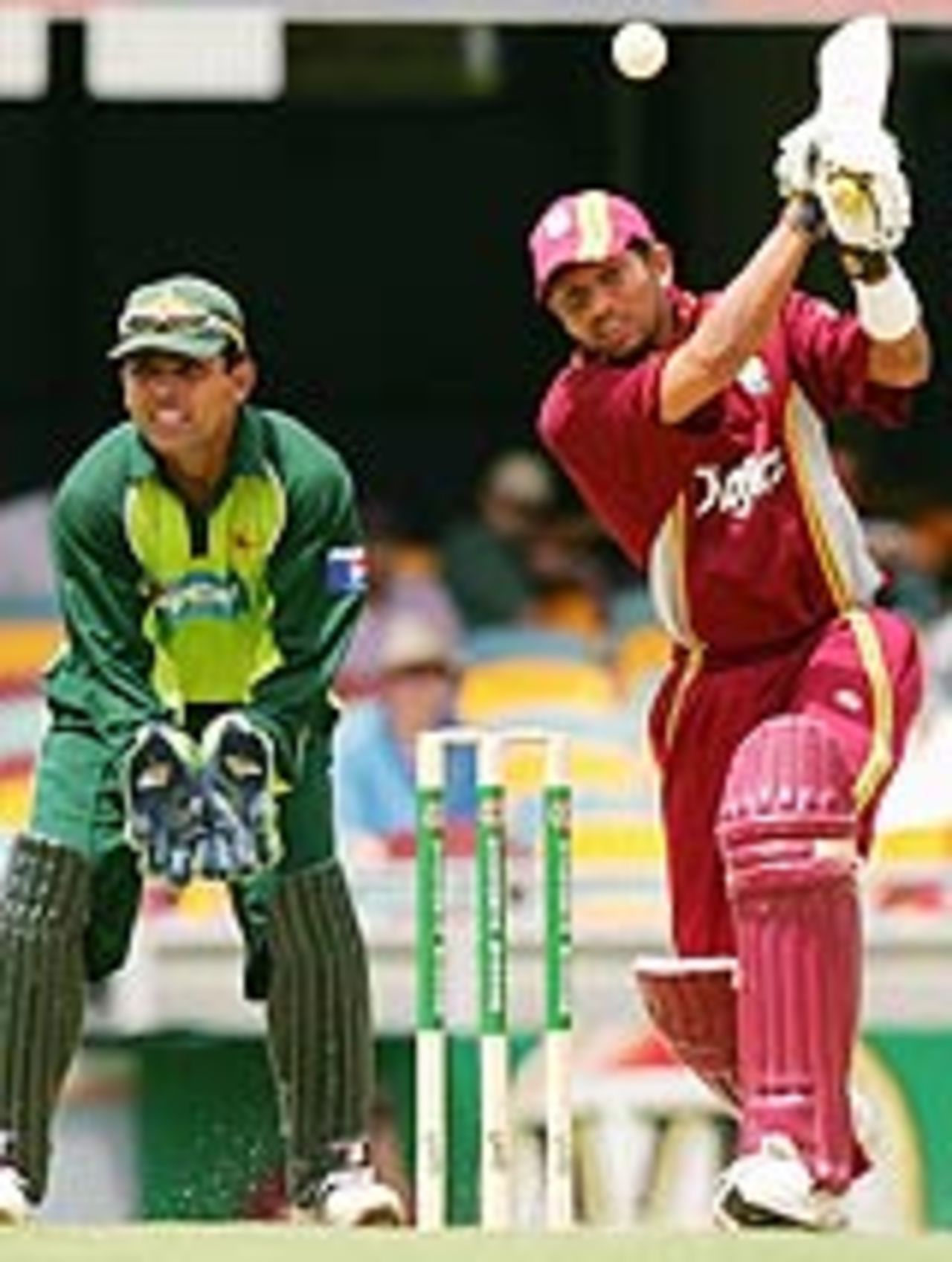 Ramnaresh Sarwan eases on to the off side, Pakistan v West Indies, VB Series, Brisbane, January 19, 2005