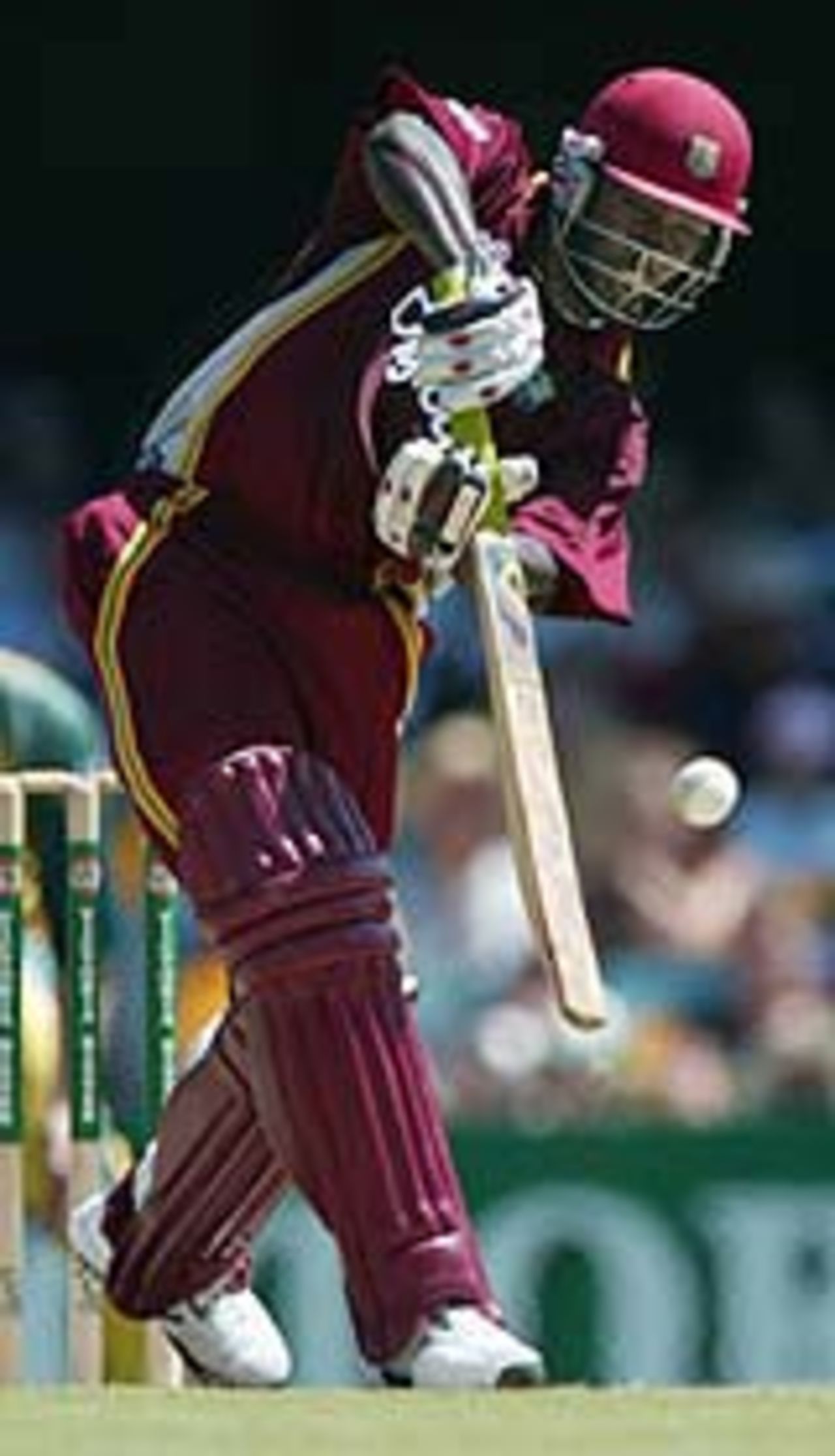 Wavell Hinds drives on the way to his hundred, Australia v West Indies, VB Series, Brisbane, January 21, 2005