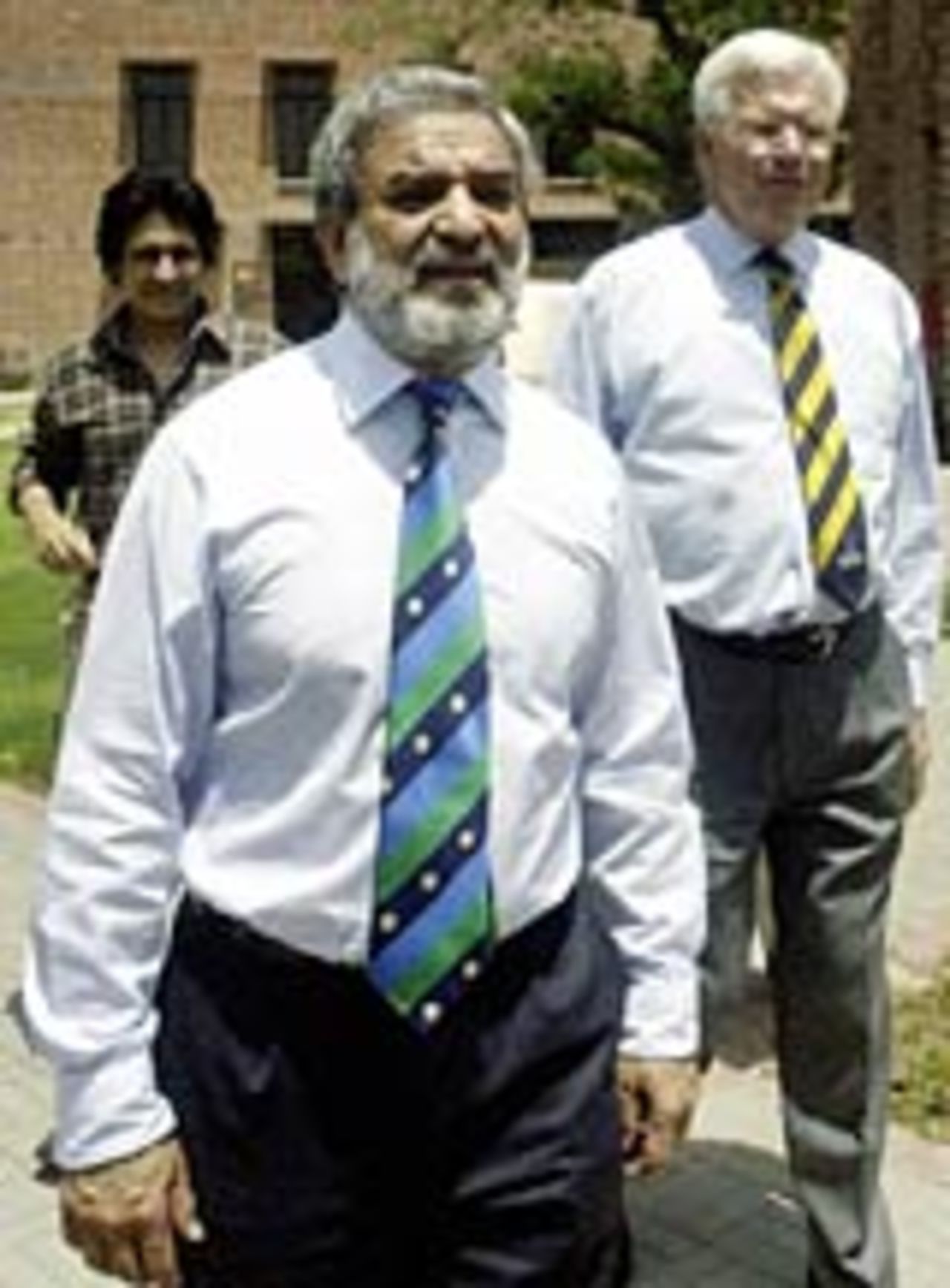 Ehsan Mani and Malcolm Speed visit  theNational Cricket Academy at the Qaddafi Stadium in Lahore, May 10 2004