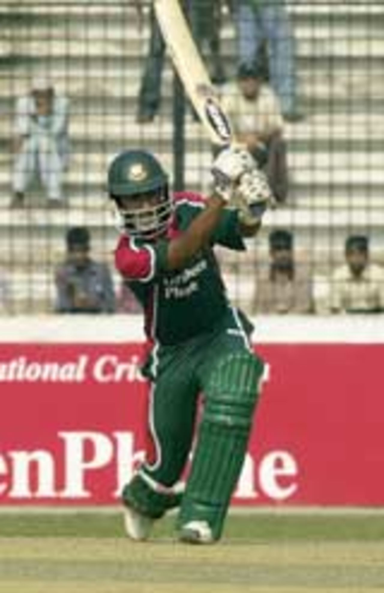 Nafis Iqbal drives, Bangladesh v Zimbabwe, 4th ODI, Dhaka, January 29, 2005