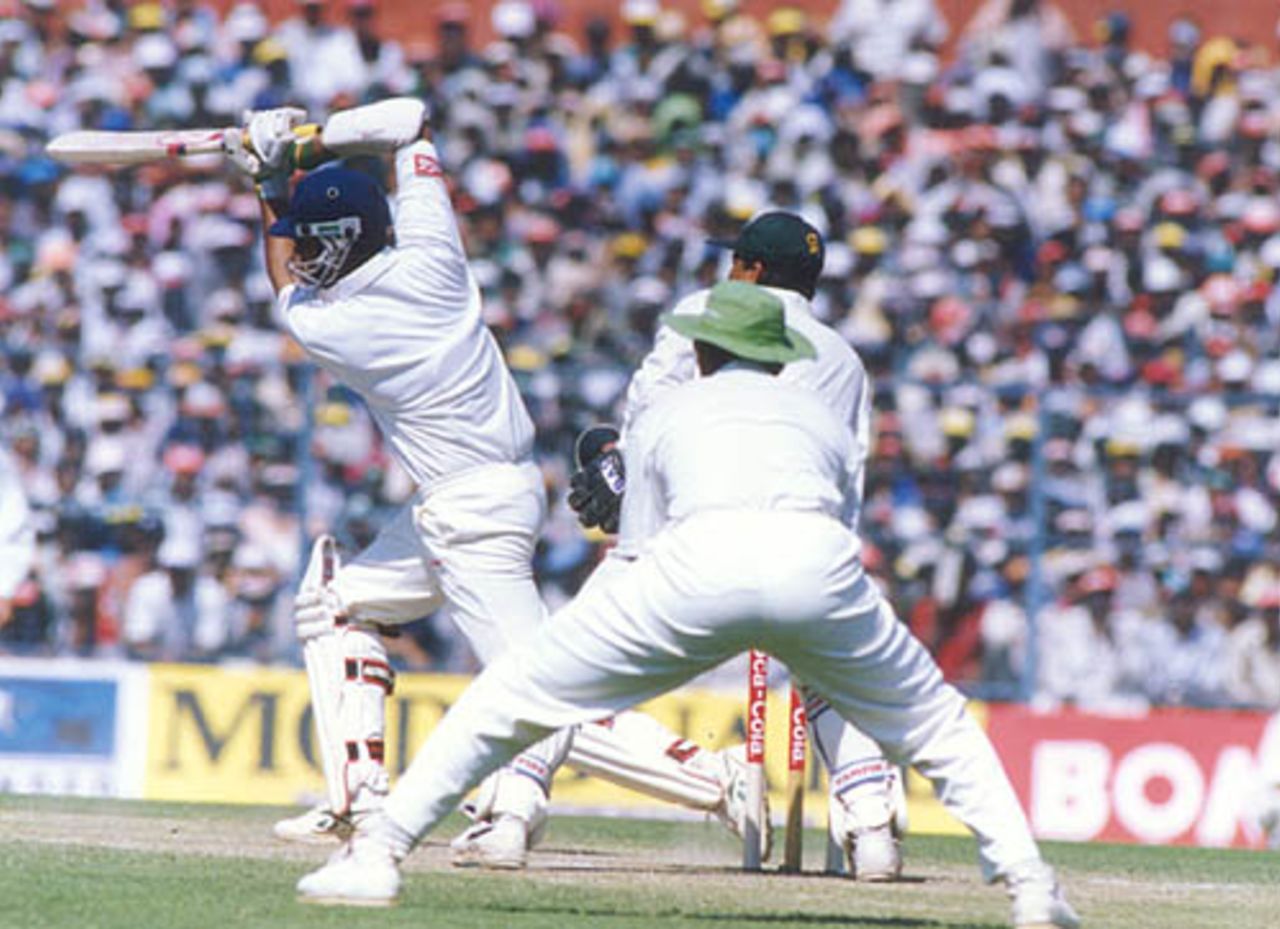 Ramesh drives to the covers, India v Pakistan, Asia Test Championship, Eden Gardens, Calcutta, 16-20