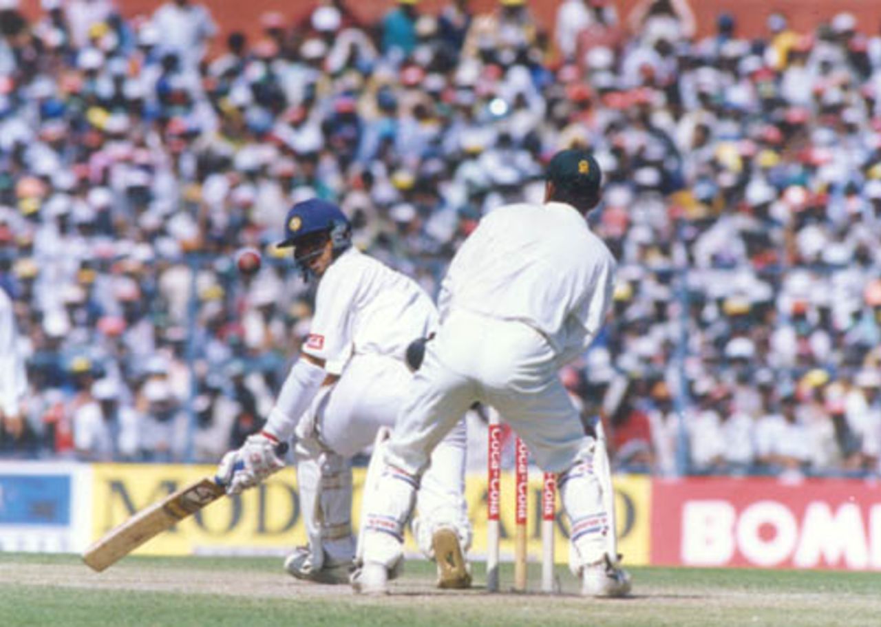 Dravid sweeps the ball, India v Pakistan, Asia Test Championship, Eden Gardens, Calcutta, 16-20