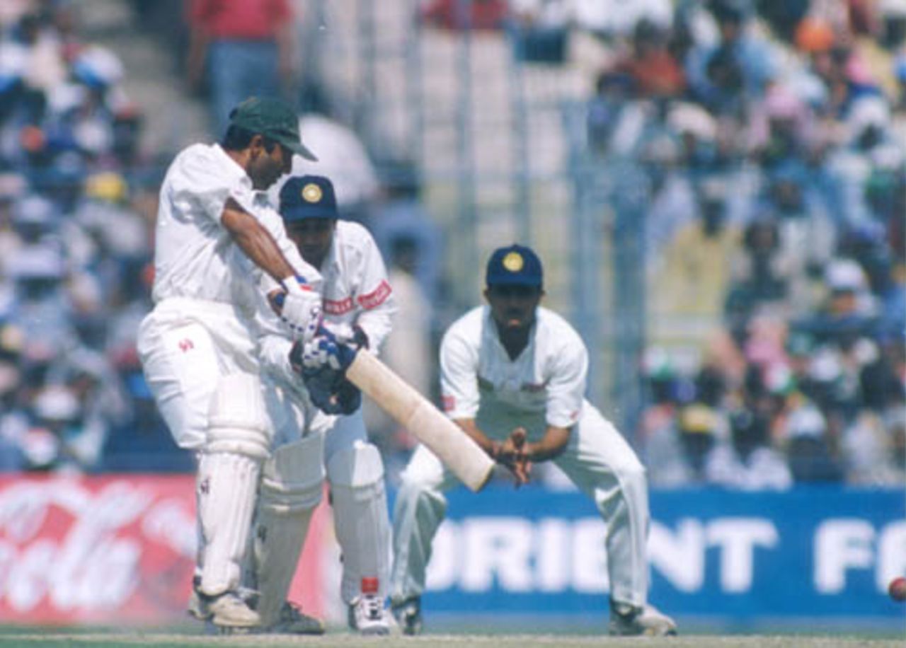 Saeed Anwar cuts the, ball India v Pakistan, Asia Test Championship, Eden Gardens, Calcutta, 16-20